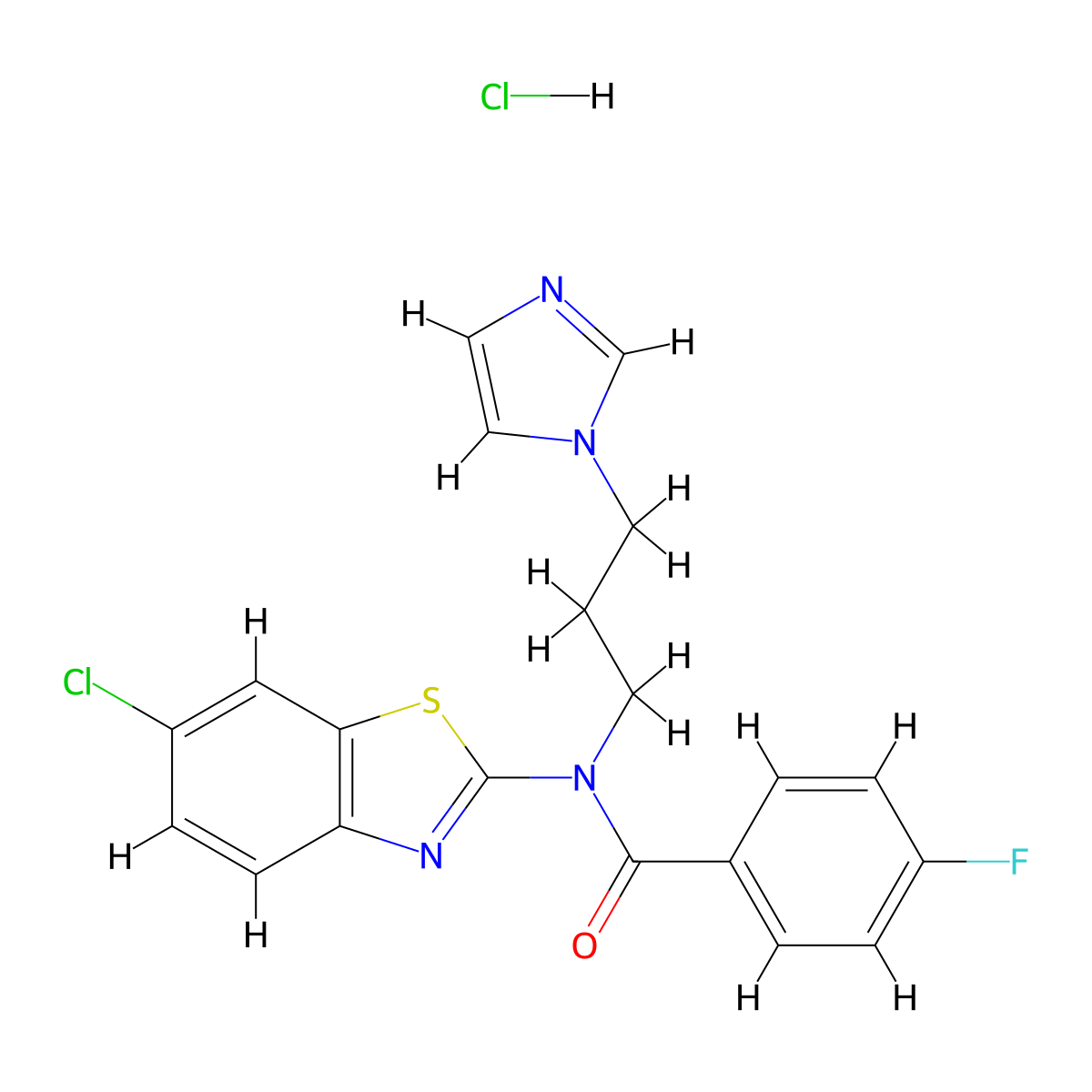 N-(3-(1H-imidazol-1-yl)propyl)-N-(6-chlorobenzo[d]thiazol-2-yl)-4-fluorobenzamide hydrochloride molecular structure, CAS 1185078-48-1