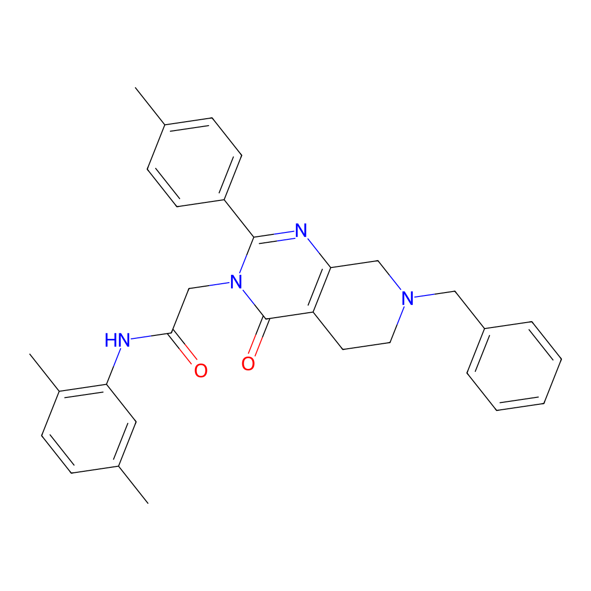 2-(7-benzyl-4-oxo-2-(p-tolyl)-5,6,7,8-tetrahydropyrido[3,4-d]pyrimidin-3(4H)-yl)-N-(2,5-dimethylphenyl)acetamide molecular structure, CAS 1185078-84-5