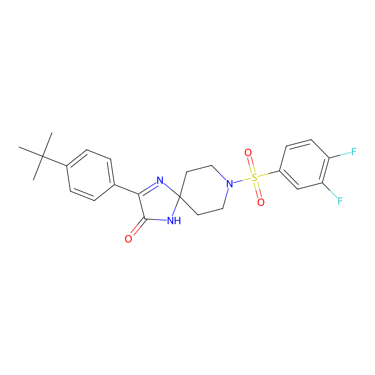 3-(4-Tert-butylphenyl)-8-(3,4-difluorobenzenesulfonyl)-1,4,8-triazaspiro[4.5]dec-3-en-2-one molecular structure, CAS 1185079-29-1