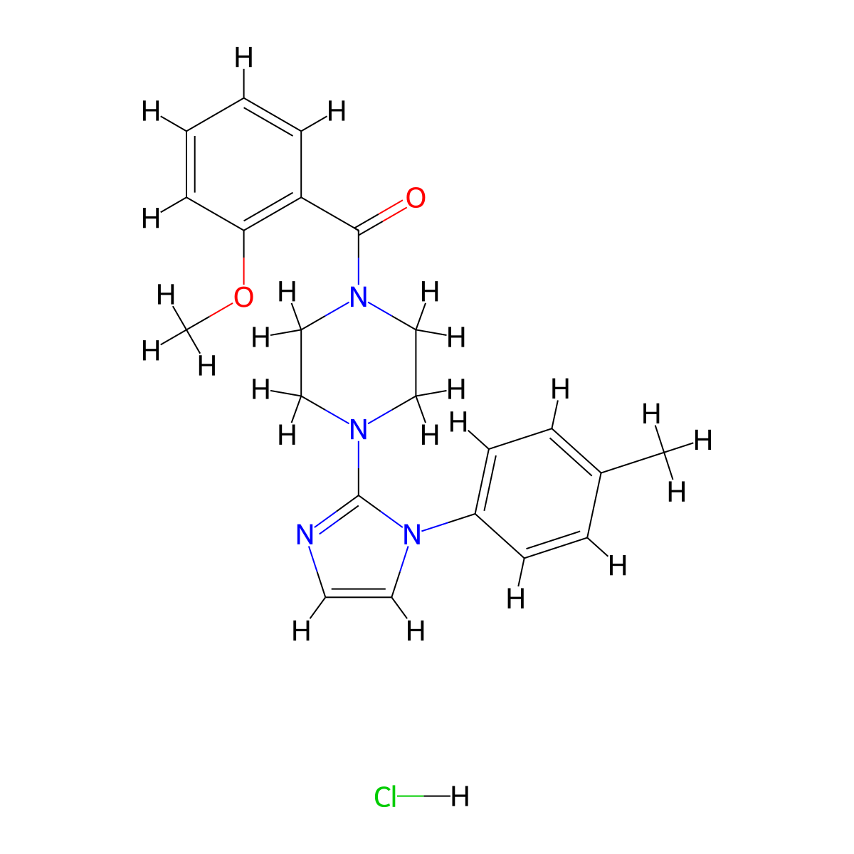 (2-methoxyphenyl)(4-(1-(p-tolyl)-1H-imidazol-2-yl)piperazin-1-yl)methanone hydrochloride molecular structure, CAS 1185079-30-4