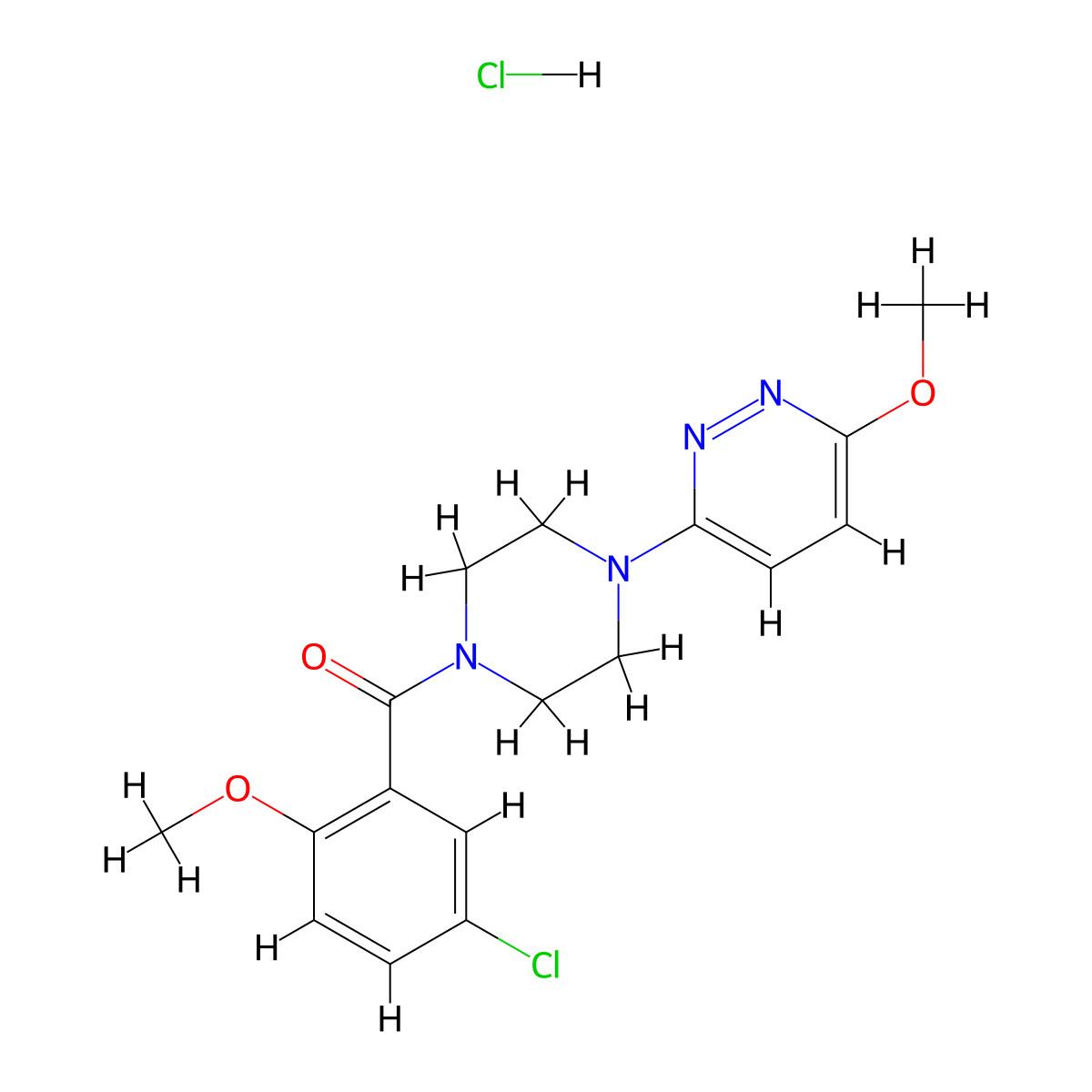 (5-Chloro-2-methoxyphenyl)(4-(6-methoxypyridazin-3-yl)piperazin-1-yl)methanone hydrochloride molecular structure, CAS 1185079-78-0