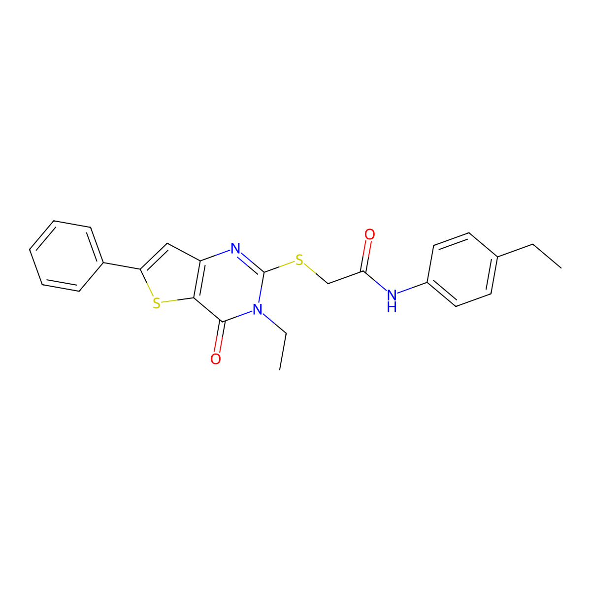 2-({3-ethyl-4-oxo-6-phenyl-3H,4H-thieno[3,2-d]pyrimidin-2-yl}sulfanyl)-N-(4-ethylphenyl)acetamide molecular structure, CAS 1185079-82-6