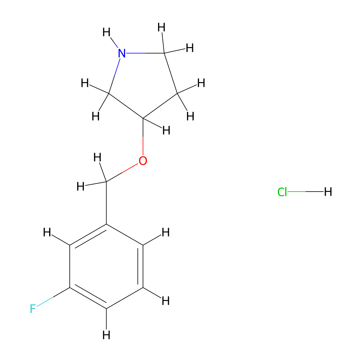 3-[(3-Fluorobenzyl)oxy]pyrrolidine hydrochloride molecular structure, CAS 1185079-86-0