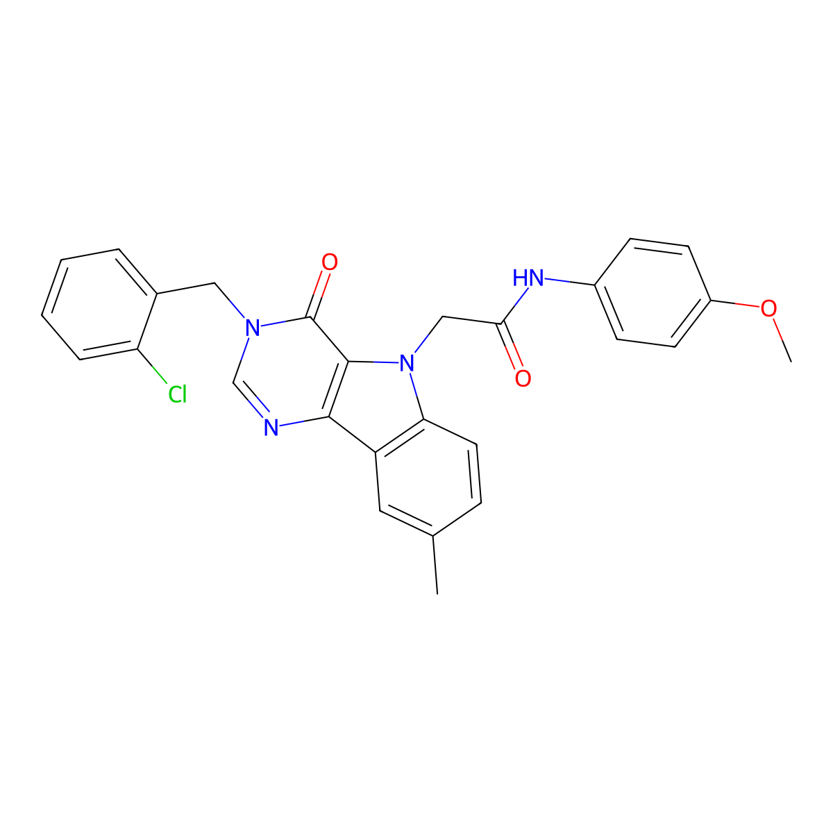 2-(3-(2-chlorobenzyl)-8-methyl-4-oxo-3H-pyrimido[5,4-b]indol-5(4H)-yl)-N-(4-methoxyphenyl)acetamide molecular structure, CAS 1185080-76-5