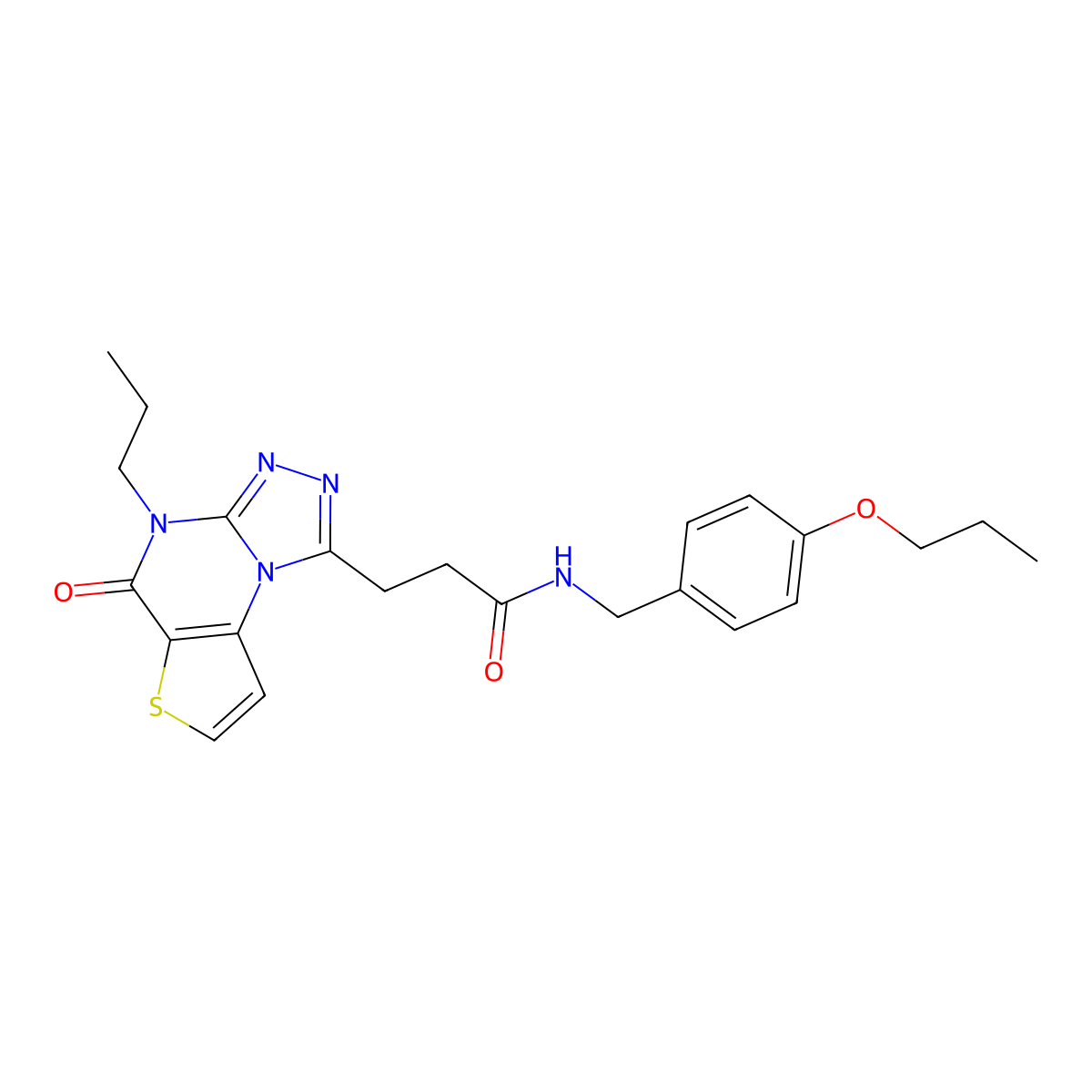 3-(5-oxo-4-propyl-4,5-dihydrothieno[2,3-e][1,2,4]triazolo[4,3-a]pyrimidin-1-yl)-N-(4-propoxybenzyl)propanamide molecular structure, CAS 1185081-00-8