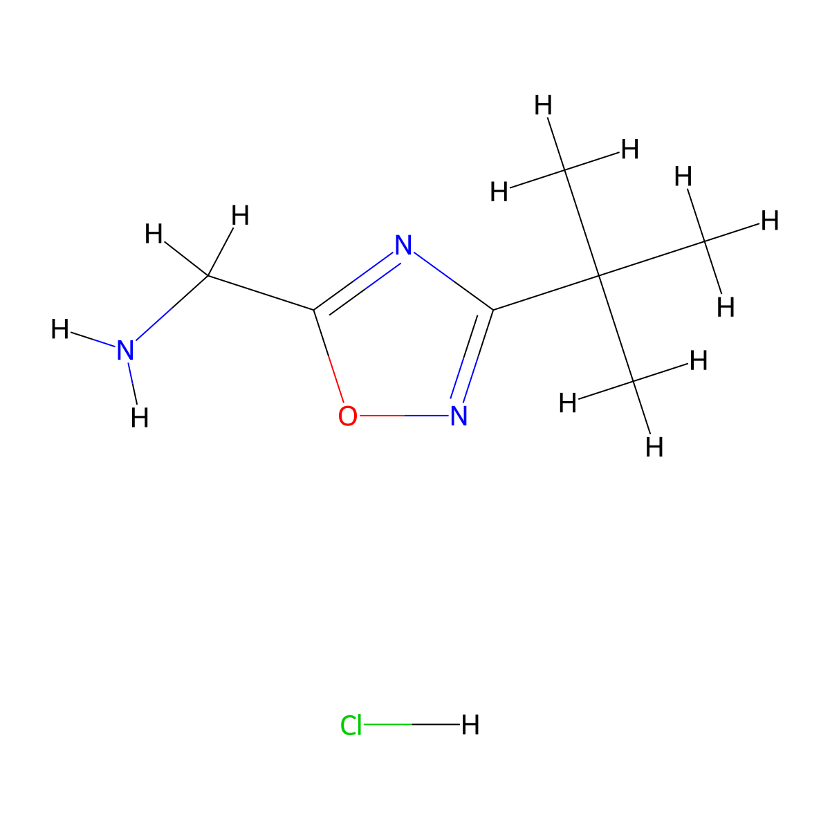 (3-Tert-butyl-1,2,4-oxadiazol-5-yl)methanamine hydrochloride molecular structure, CAS 1185081-01-9