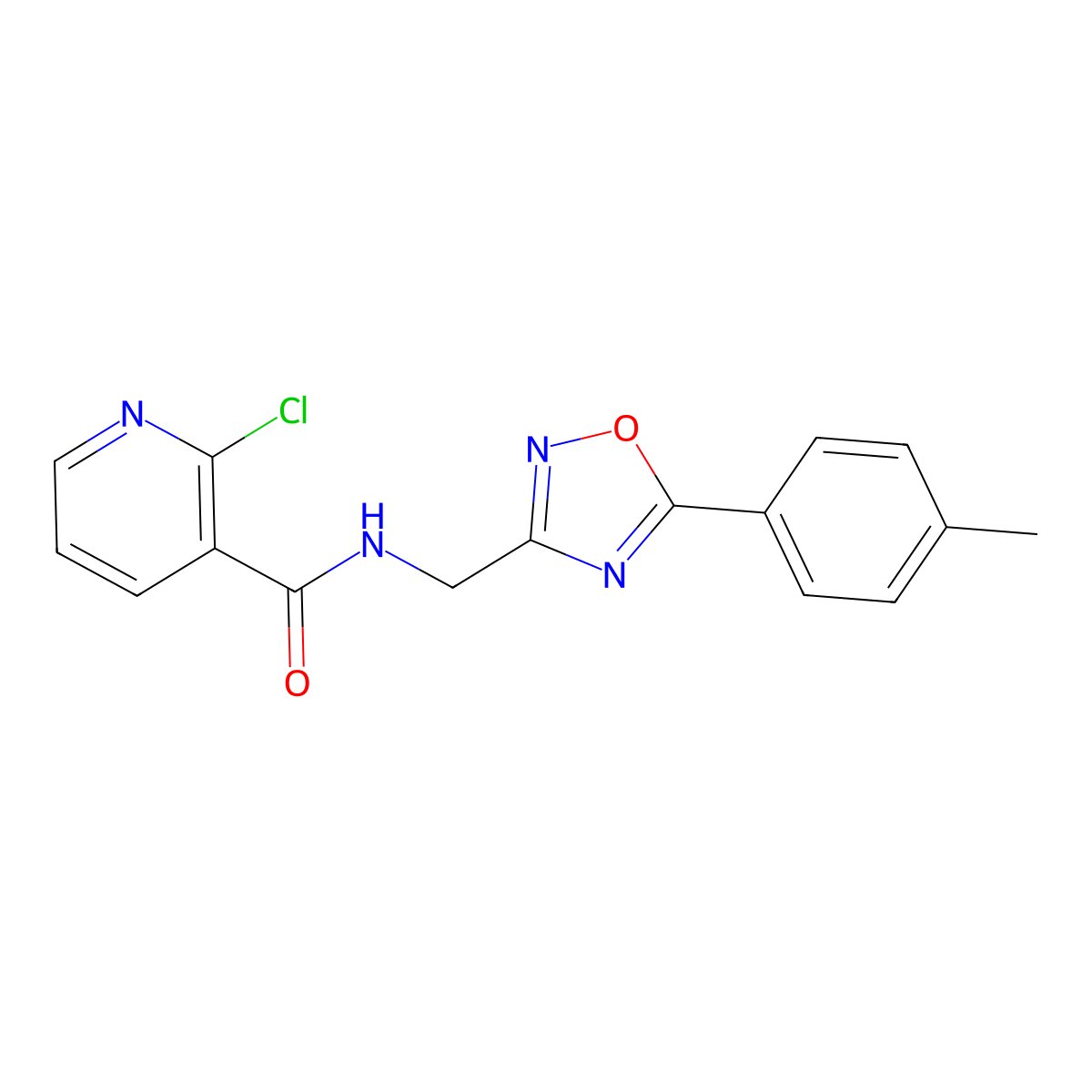 2-Chloro-N-{[5-(4-methylphenyl)-1,2,4-oxadiazol-3-YL]methyl}pyridine-3-carboxamide molecular structure, CAS 1185081-36-0