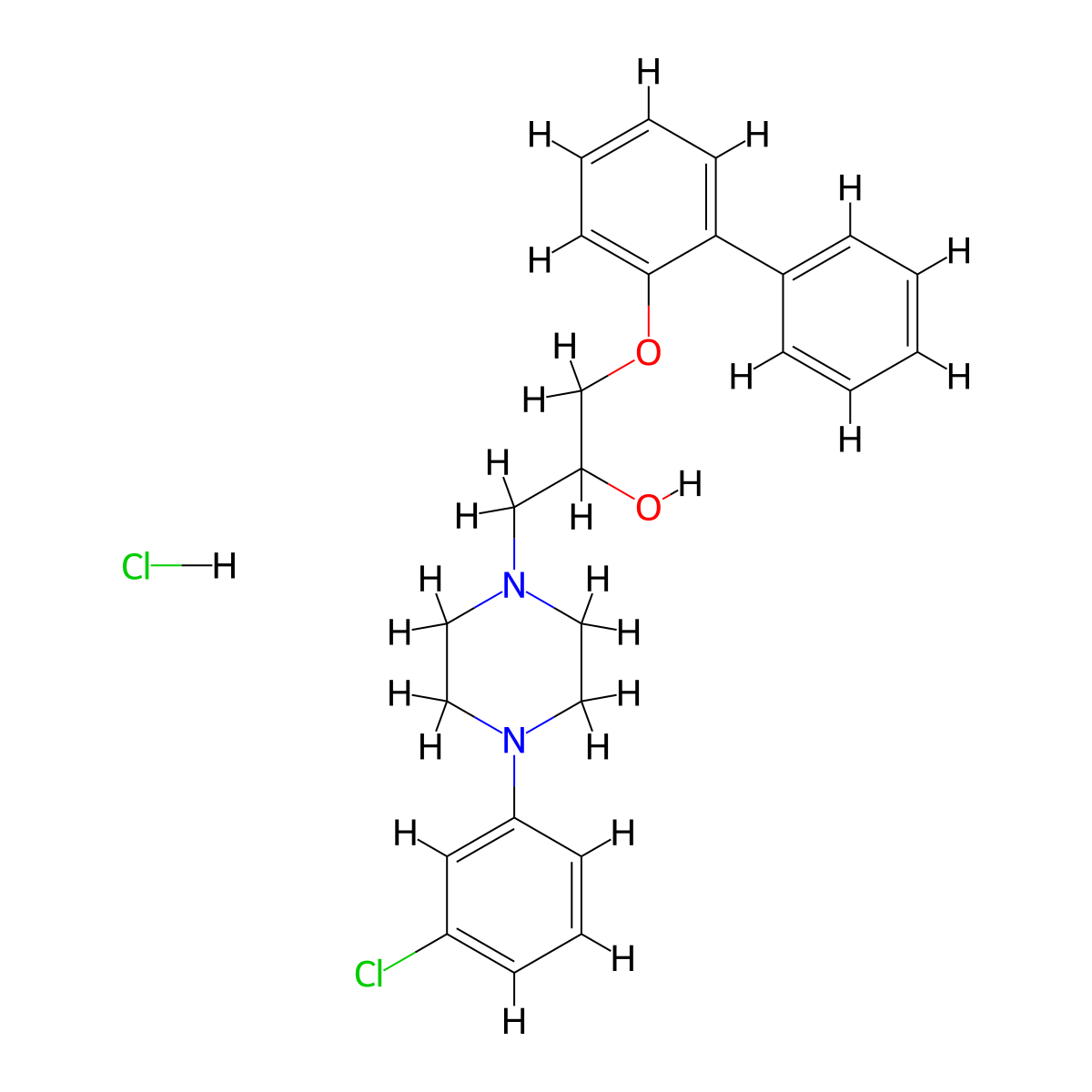 1-([1,1'-Biphenyl]-2-yloxy)-3-(4-(3-chlorophenyl)piperazin-1-yl)propan-2-ol hydrochloride molecular structure, CAS 1185081-90-6