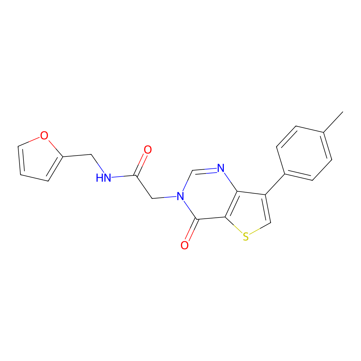 N-[(furan-2-yl)methyl]-2-[7-(4-methylphenyl)-4-oxo-3H,4H-thieno[3,2-d]pyrimidin-3-yl]acetamide molecular structure, CAS 1185082-33-0