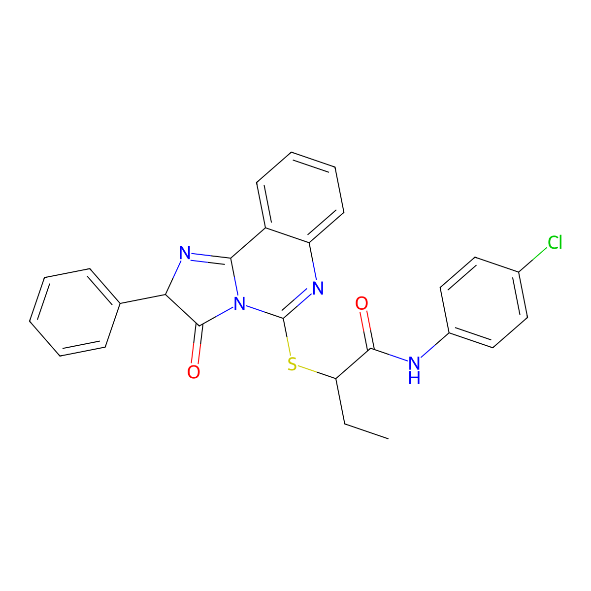 N-(4-chlorophenyl)-2-((3-oxo-2-phenyl-2,3-dihydroimidazo[1,2-c]quinazolin-5-yl)thio)butanamide molecular structure, CAS 1185083-08-2