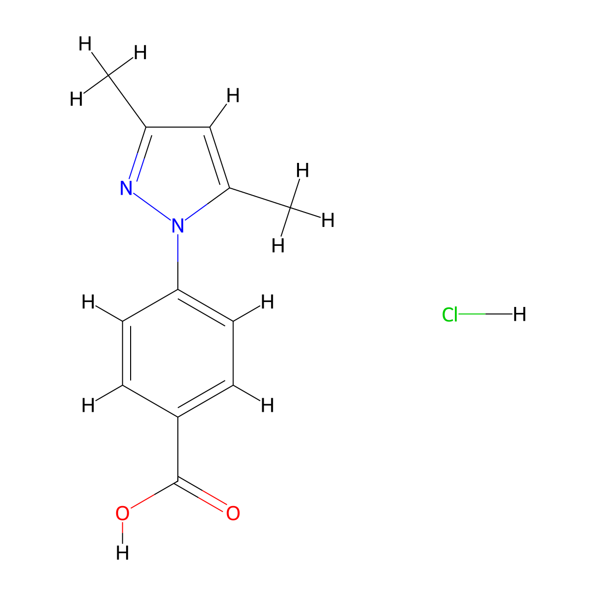 4-(3,5-Dimethyl-1H-pyrazol-1-YL)benzoic acid hydrochloride molecular structure, CAS 1185084-16-5