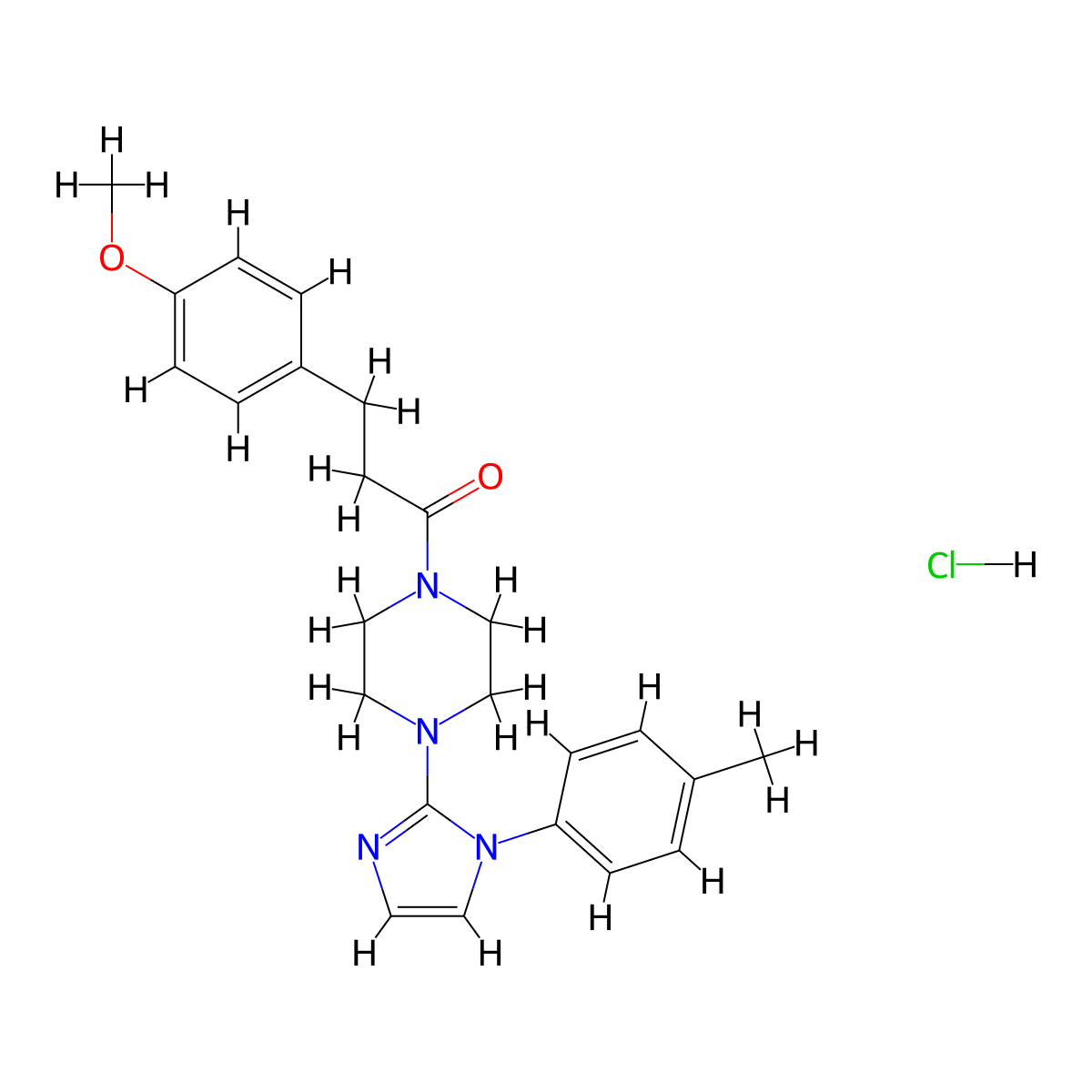 3-(4-methoxyphenyl)-1-(4-(1-(p-tolyl)-1H-imidazol-2-yl)piperazin-1-yl)propan-1-one hydrochloride molecular structure, CAS 1185084-79-0