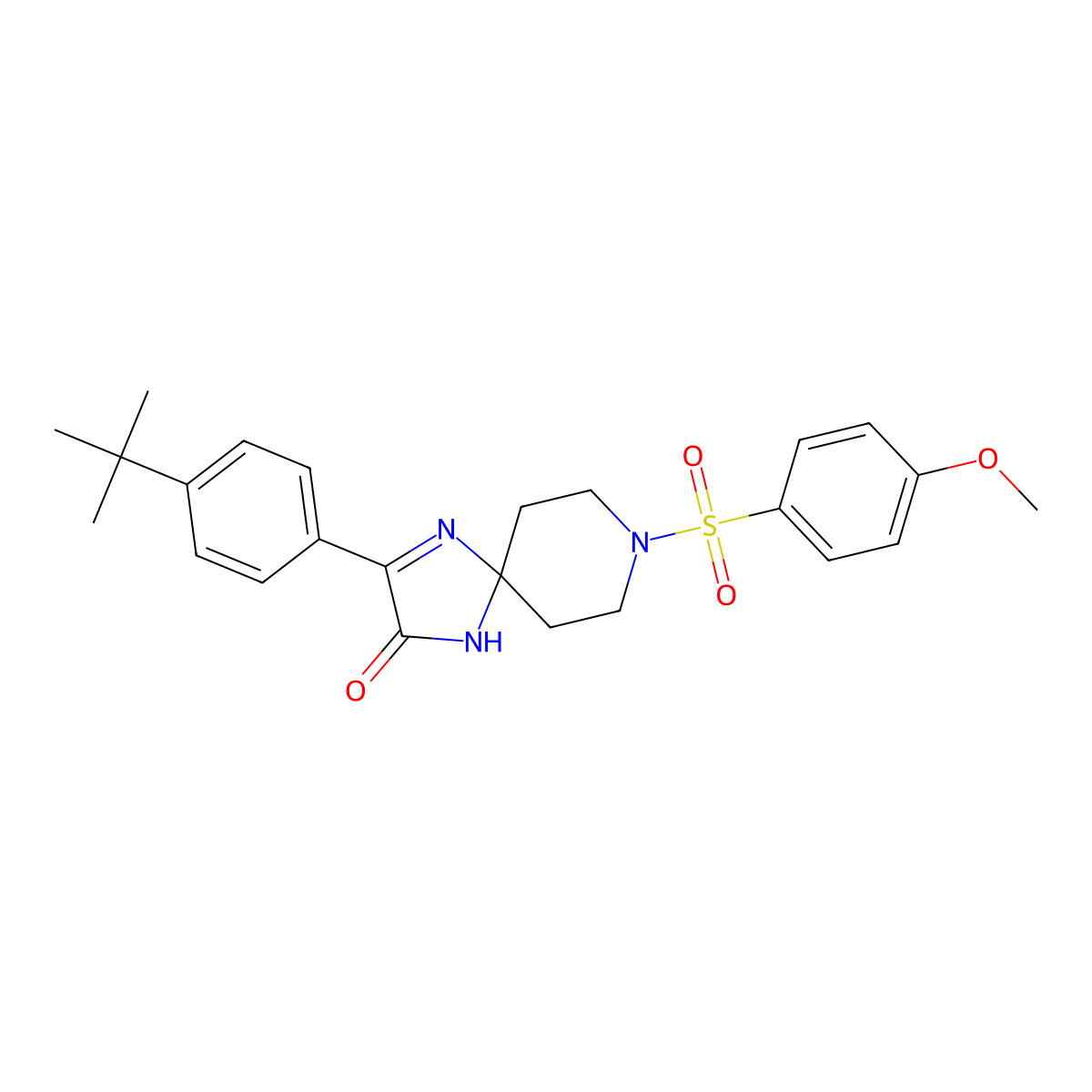 3-(4-(Tert-butyl)phenyl)-8-((4-methoxyphenyl)sulfonyl)-1,4,8-triazaspiro[4.5]dec-3-en-2-one molecular structure, CAS 1185088-13-4