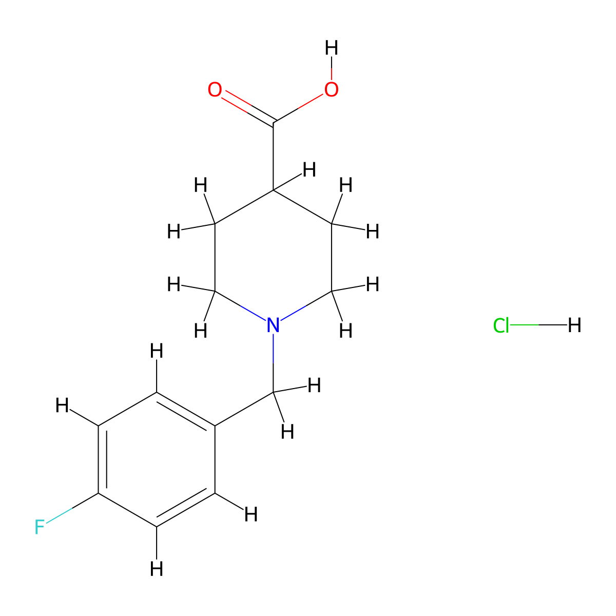 1-(4-Fluorobenzyl)piperidine-4-carboxylic acid hydrochloride molecular structure, CAS 1185088-82-7