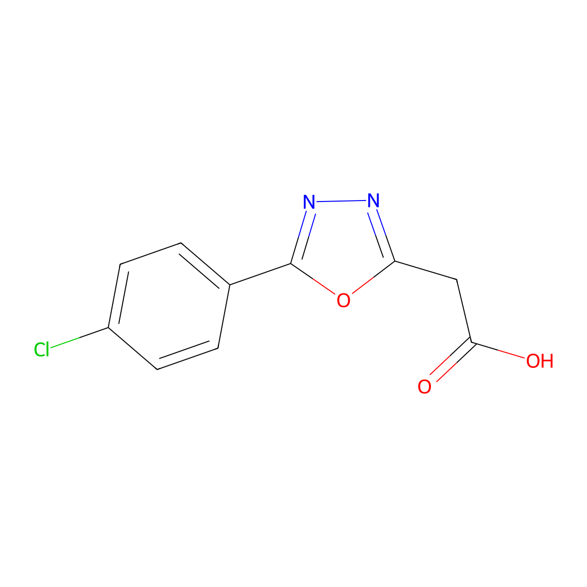 2-[5-(4-chlorophenyl)-1,3,4-oxadiazol-2-yl]acetic Acid molecular structure, CAS 118509-31-2