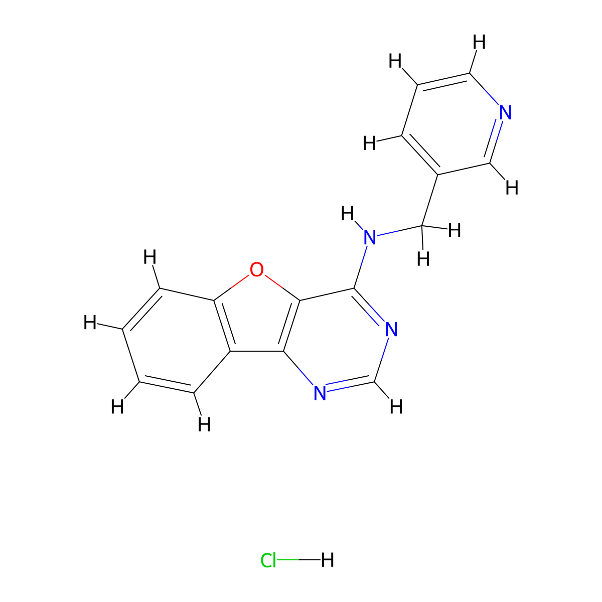 N-(pyridin-3-ylmethyl)benzofuro[3,2-d]pyrimidin-4-amine hydrochloride molecular structure, CAS 1185090-29-2