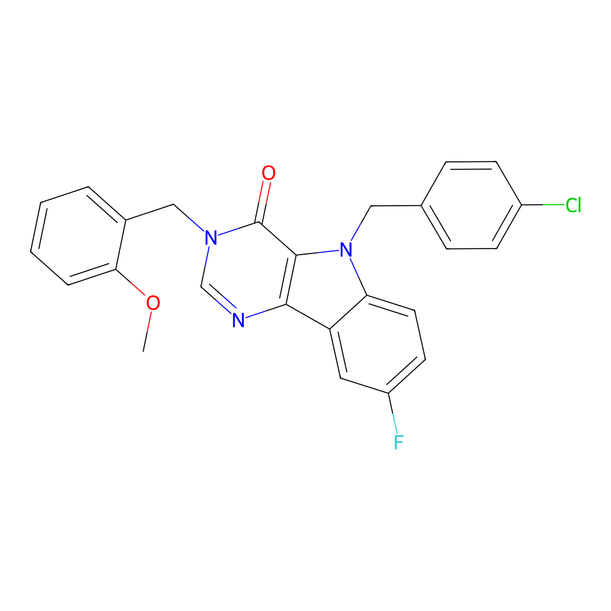 5-(4-chlorobenzyl)-8-fluoro-3-(2-methoxybenzyl)-3H-pyrimido[5,4-b]indol-4(5H)-one molecular structure, CAS 1185090-70-3