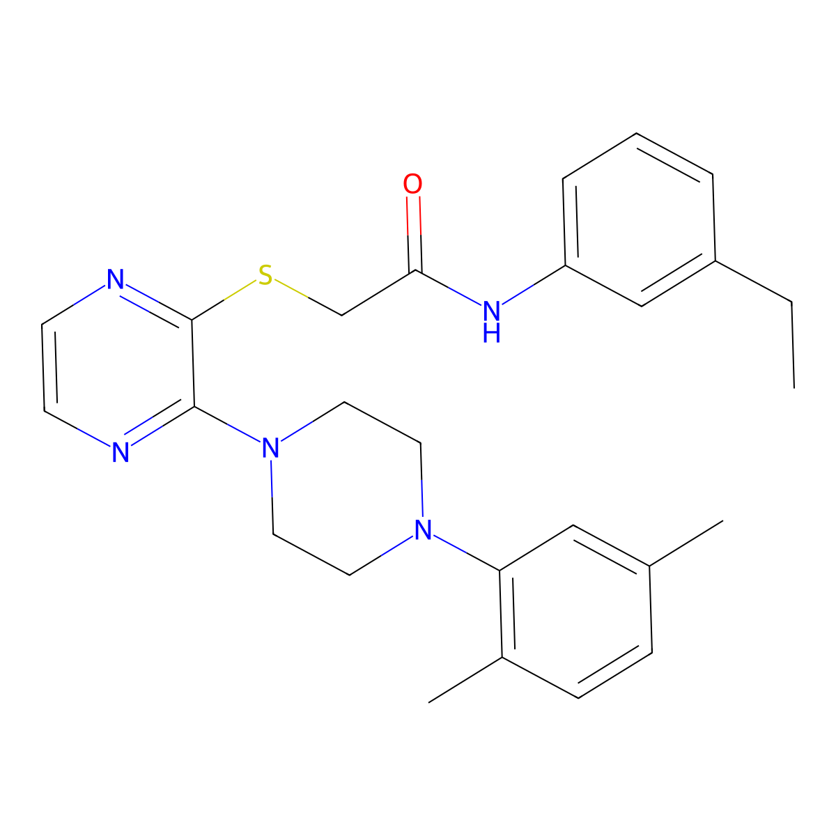 2-({3-[4-(2,5-dimethylphenyl)piperazin-1-yl]pyrazin-2-yl}sulfanyl)-N-(3-ethylphenyl)acetamide molecular structure, CAS 1185091-55-7