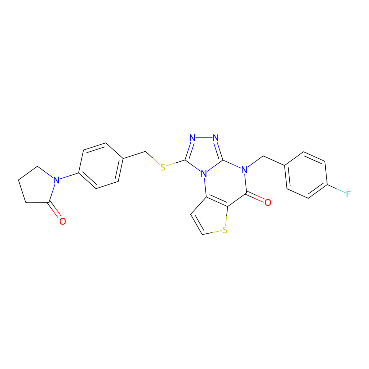 4-(4-fluorobenzyl)-1-((4-(2-oxopyrrolidin-1-yl)benzyl)thio)thieno[2,3-e][1,2,4]triazolo[4,3-a]pyrimidin-5(4H)-one molecular structure, CAS 1185093-01-9