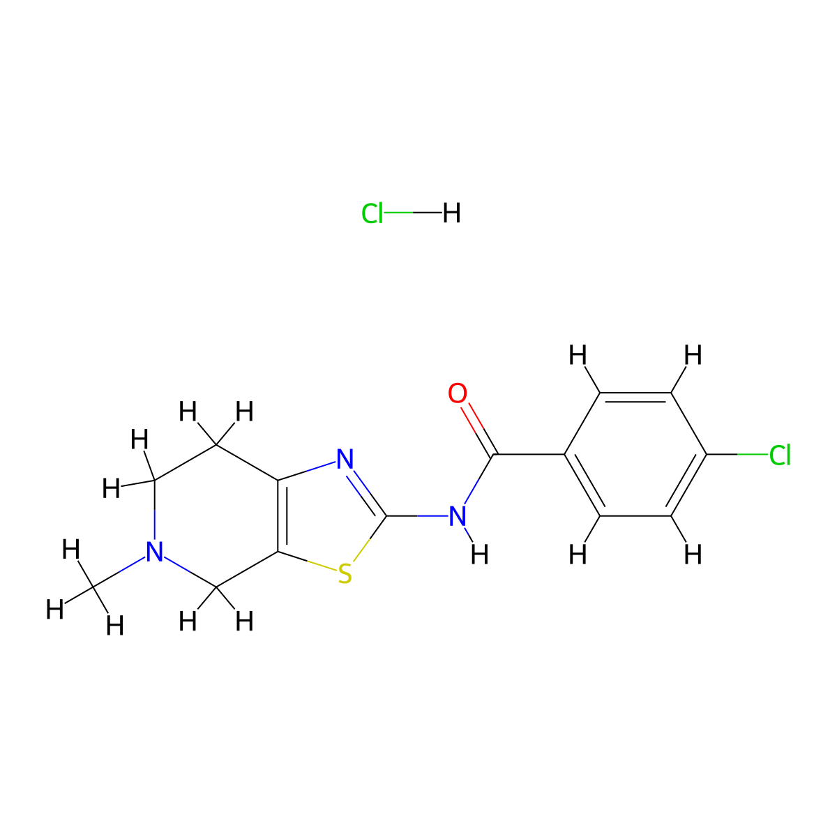 4-chloro-N-(5-methyl-4,5,6,7-tetrahydrothiazolo[5,4-c]pyridin-2-yl)benzamide hydrochloride molecular structure, CAS 1185094-86-3