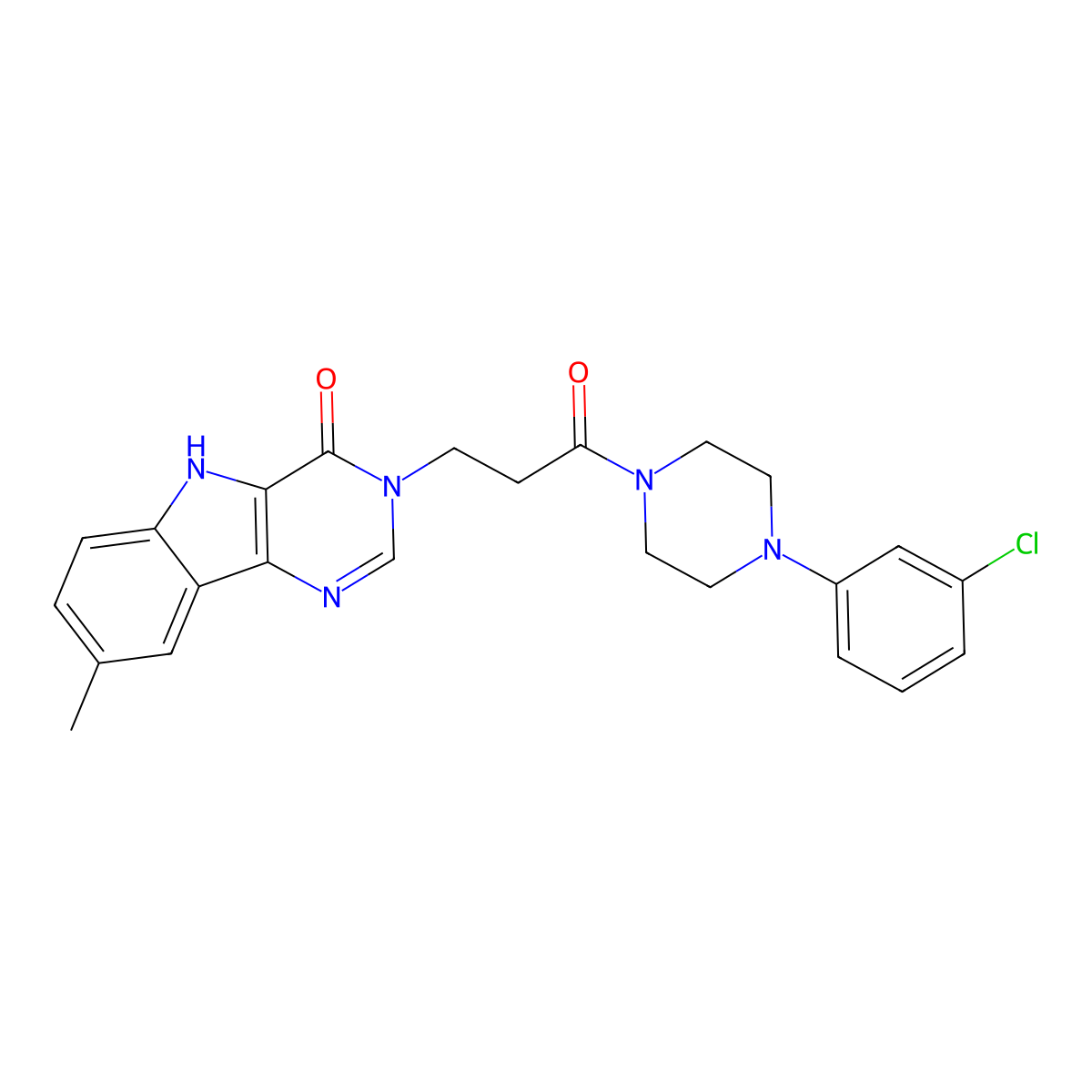 3-(3-(4-(3-chlorophenyl)piperazin-1-yl)-3-oxopropyl)-8-methyl-3H-pyrimido[5,4-b]indol-4(5H)-one molecular structure, CAS 1185096-26-7