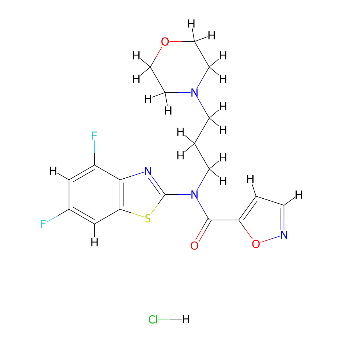 N-(4,6-difluorobenzo[d]thiazol-2-yl)-N-(3-morpholinopropyl)isoxazole-5-carboxamide hydrochloride molecular structure, CAS 1185098-10-5