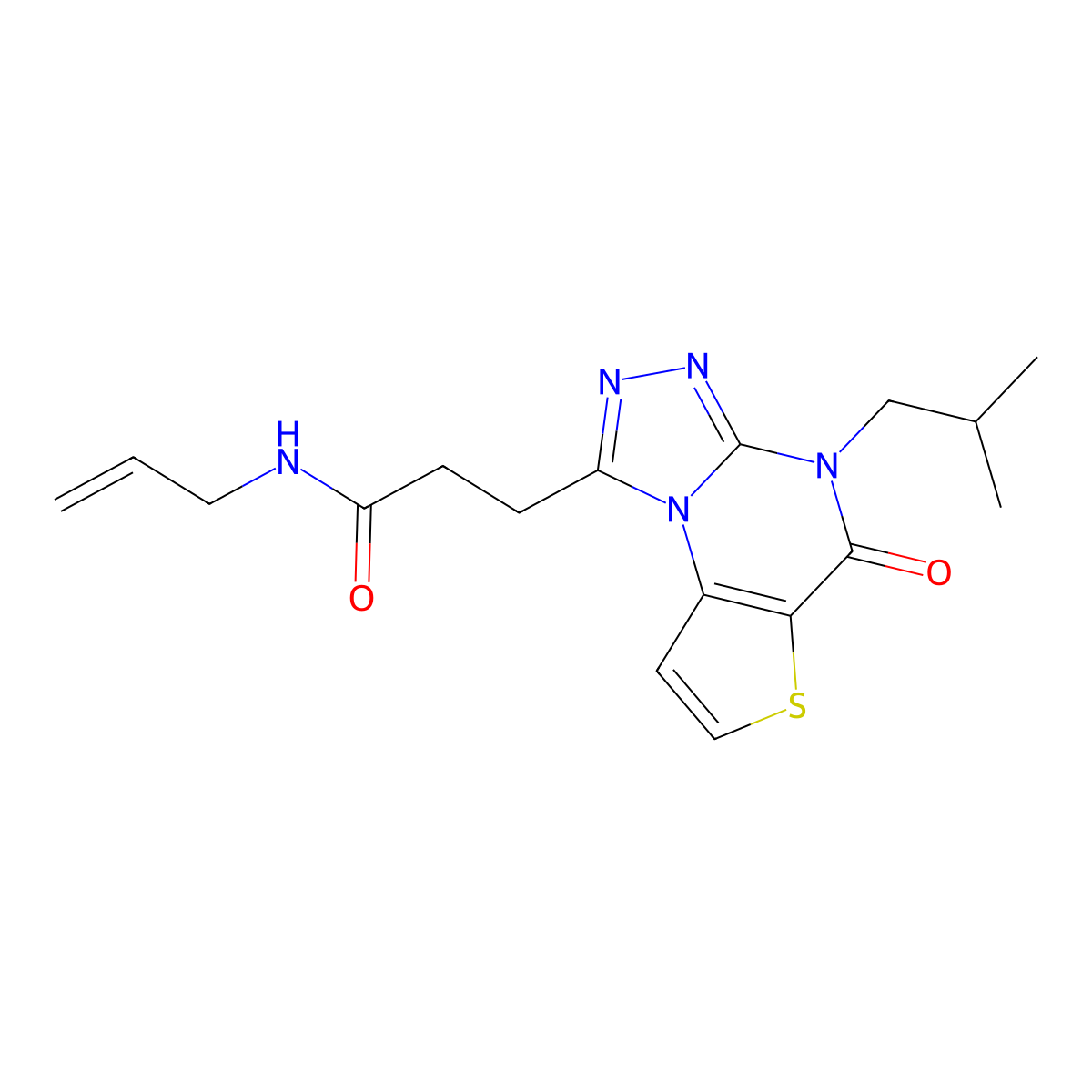 N-allyl-3-(4-isobutyl-5-oxo-4,5-dihydrothieno[2,3-e][1,2,4]triazolo[4,3-a]pyrimidin-1-yl)propanamide molecular structure, CAS 1185098-39-8