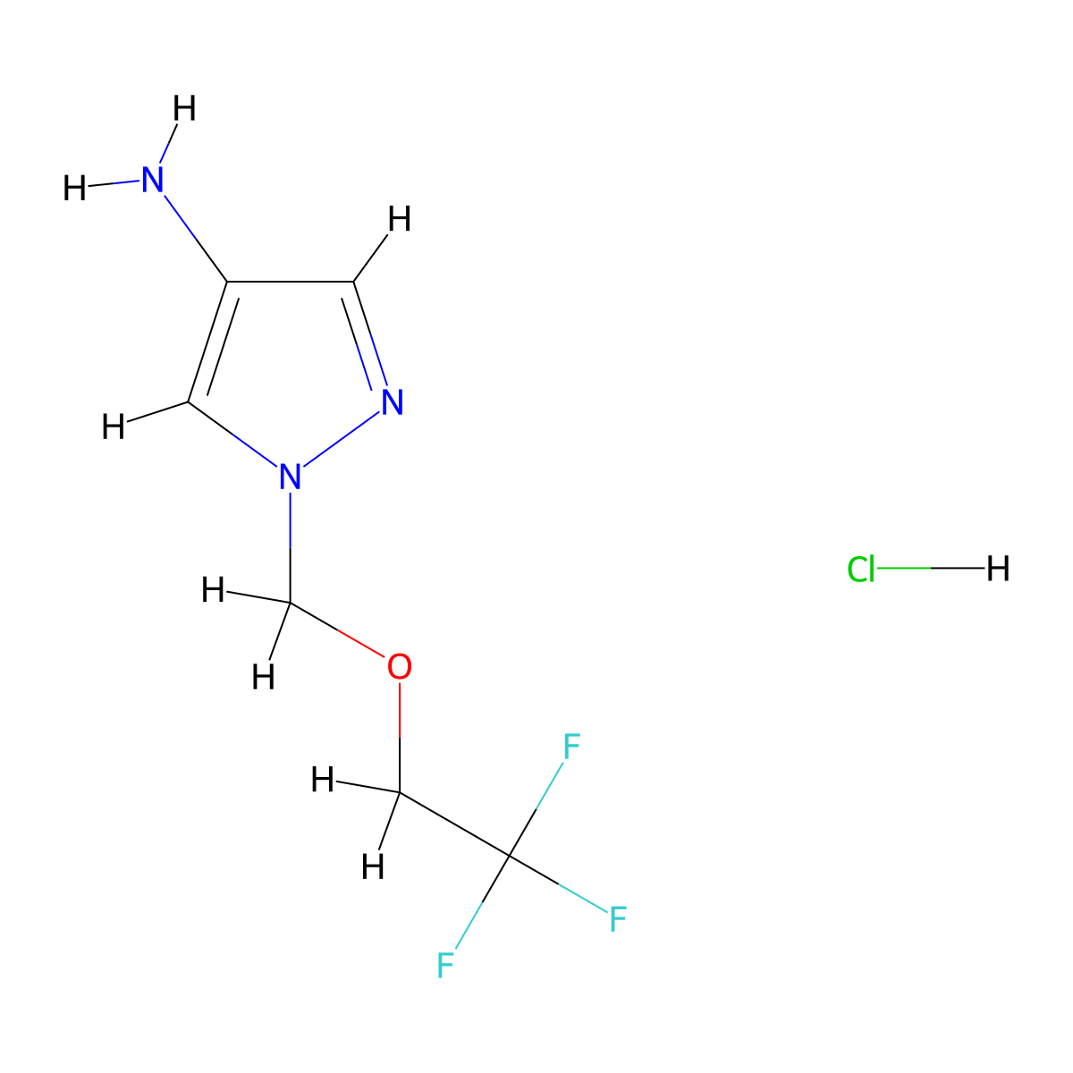 1-(2,2,2-Trifluoro-ethoxymethyl)-1H-pyrazol-4-yl amine hydrochloride molecular structure, CAS 1185098-59-2