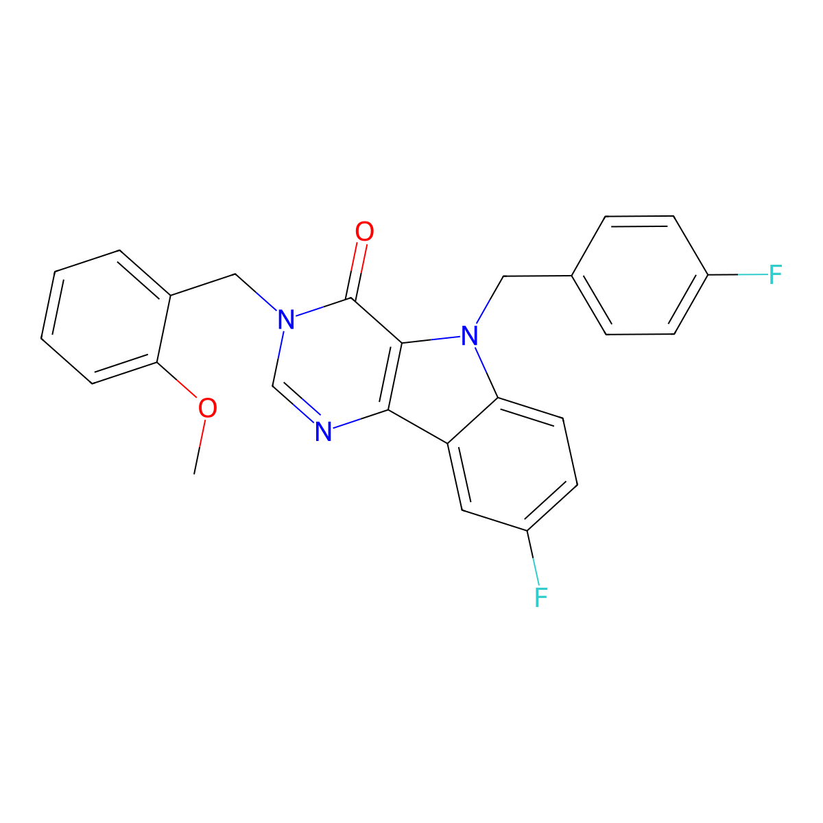 8-fluoro-5-(4-fluorobenzyl)-3-(2-methoxybenzyl)-3H-pyrimido[5,4-b]indol-4(5H)-one molecular structure, CAS 1185098-76-3