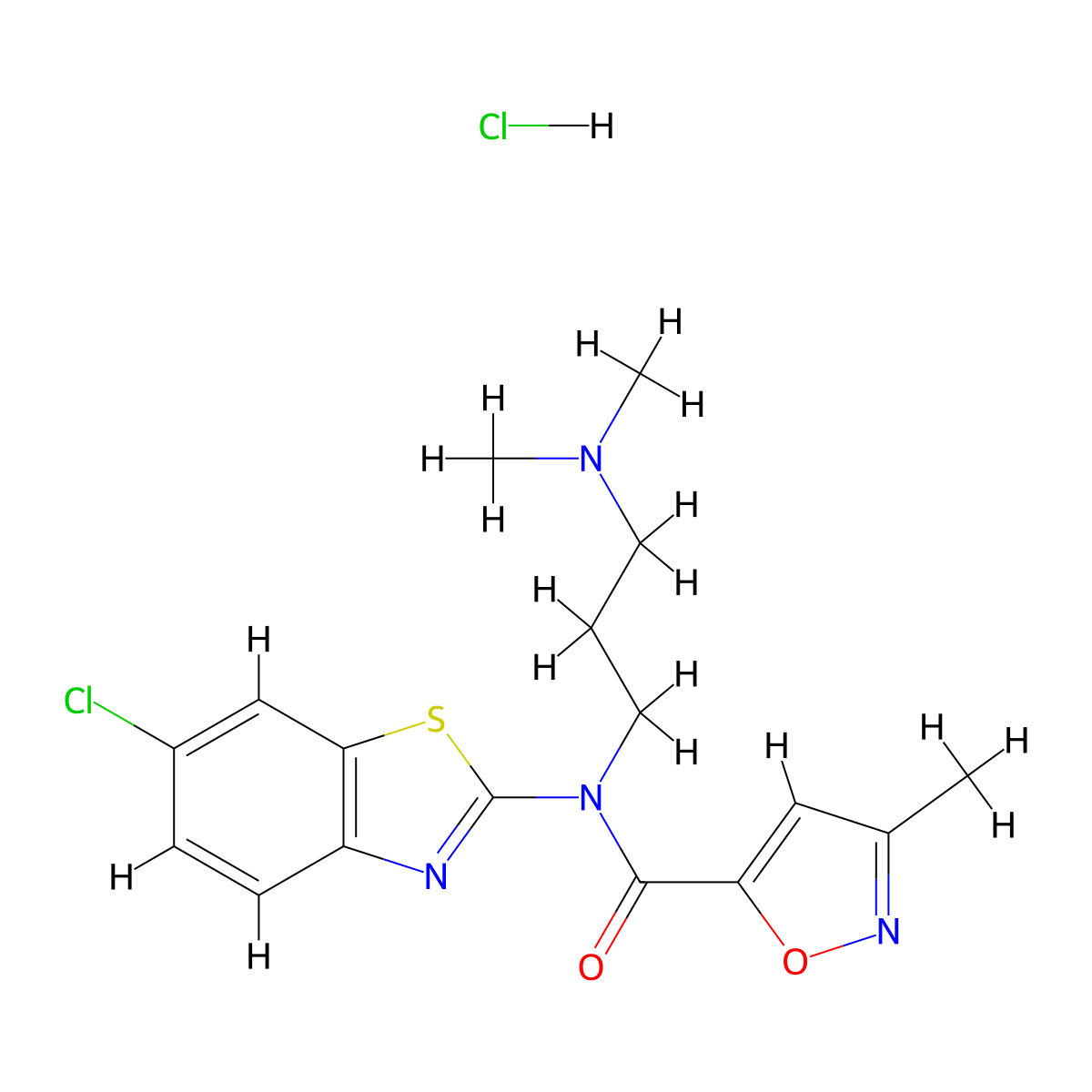 N-(6-chlorobenzo[d]thiazol-2-yl)-N-(3-(dimethylamino)propyl)-3-methylisoxazole-5-carboxamide hydrochloride molecular structure, CAS 1185098-80-9