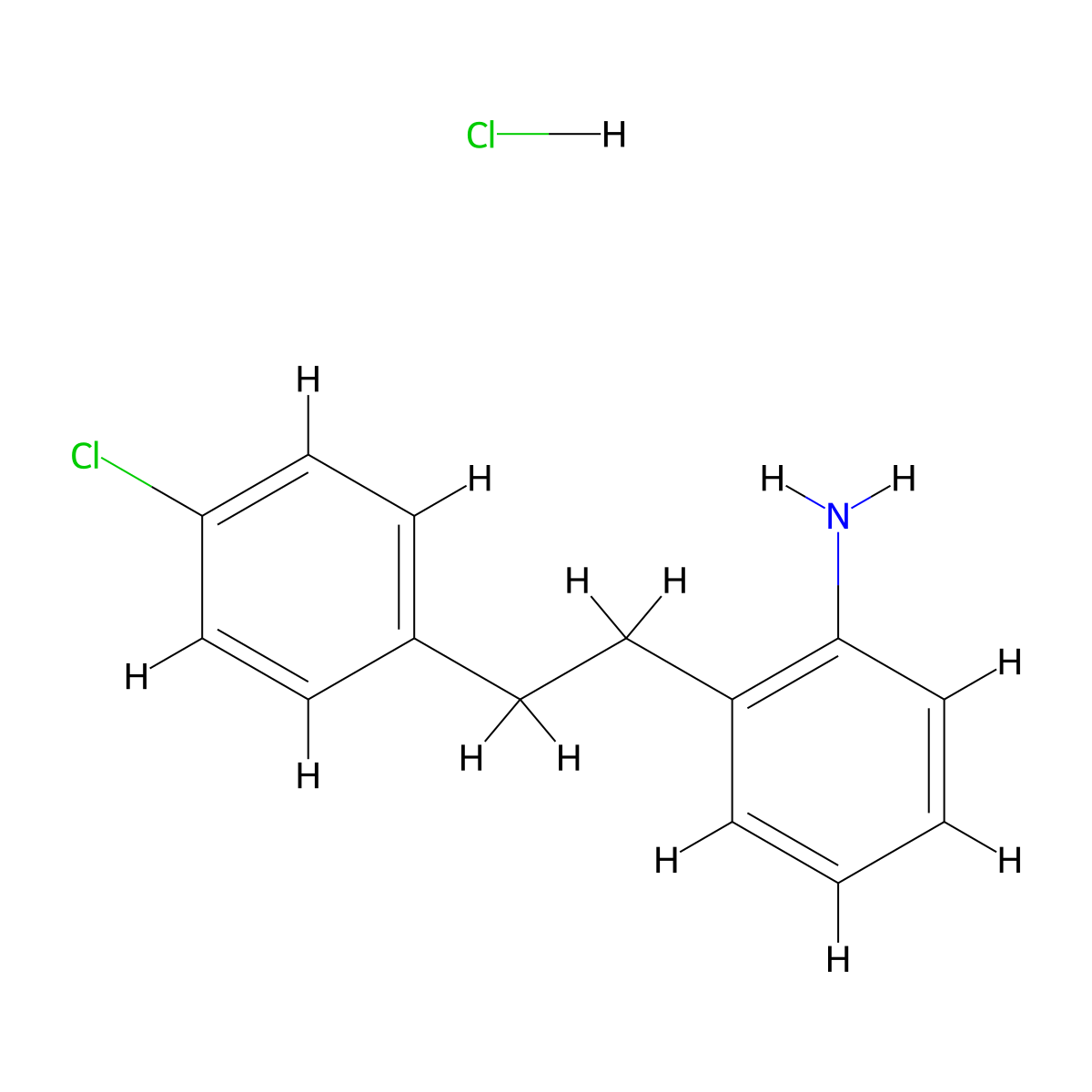 (2-(2-(4-Chlorophenyl)ethyl)phenyl)amine hydrochloride molecular structure, CAS 1185098-89-8