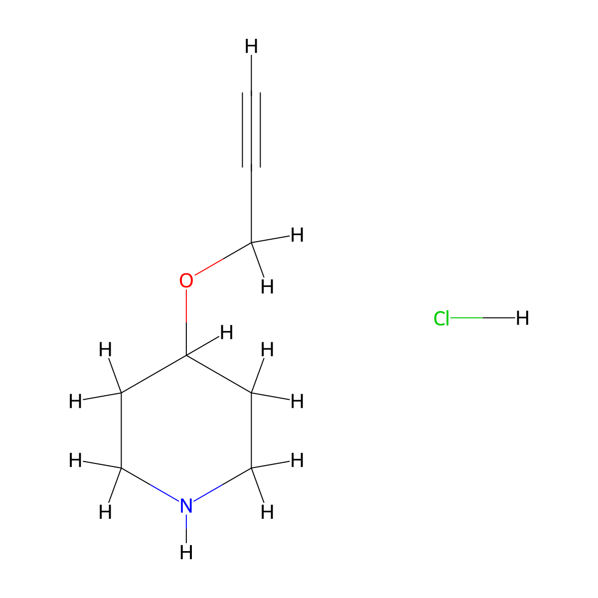 4-(Prop-2-yn-1-yloxy)piperidine hydrochloride molecular structure, CAS 1185100-09-7