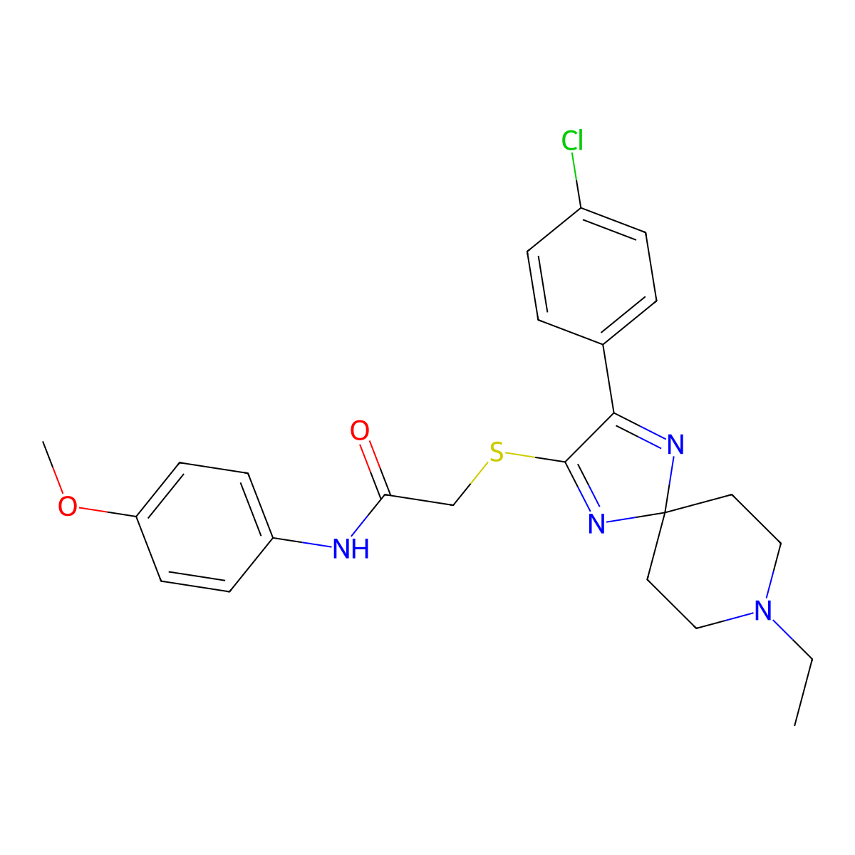 2-((3-(4-chlorophenyl)-8-ethyl-1,4,8-triazaspiro[4.5]deca-1,3-dien-2-yl)thio)-N-(4-methoxyphenyl)acetamide molecular structure, CAS 1185100-31-5
