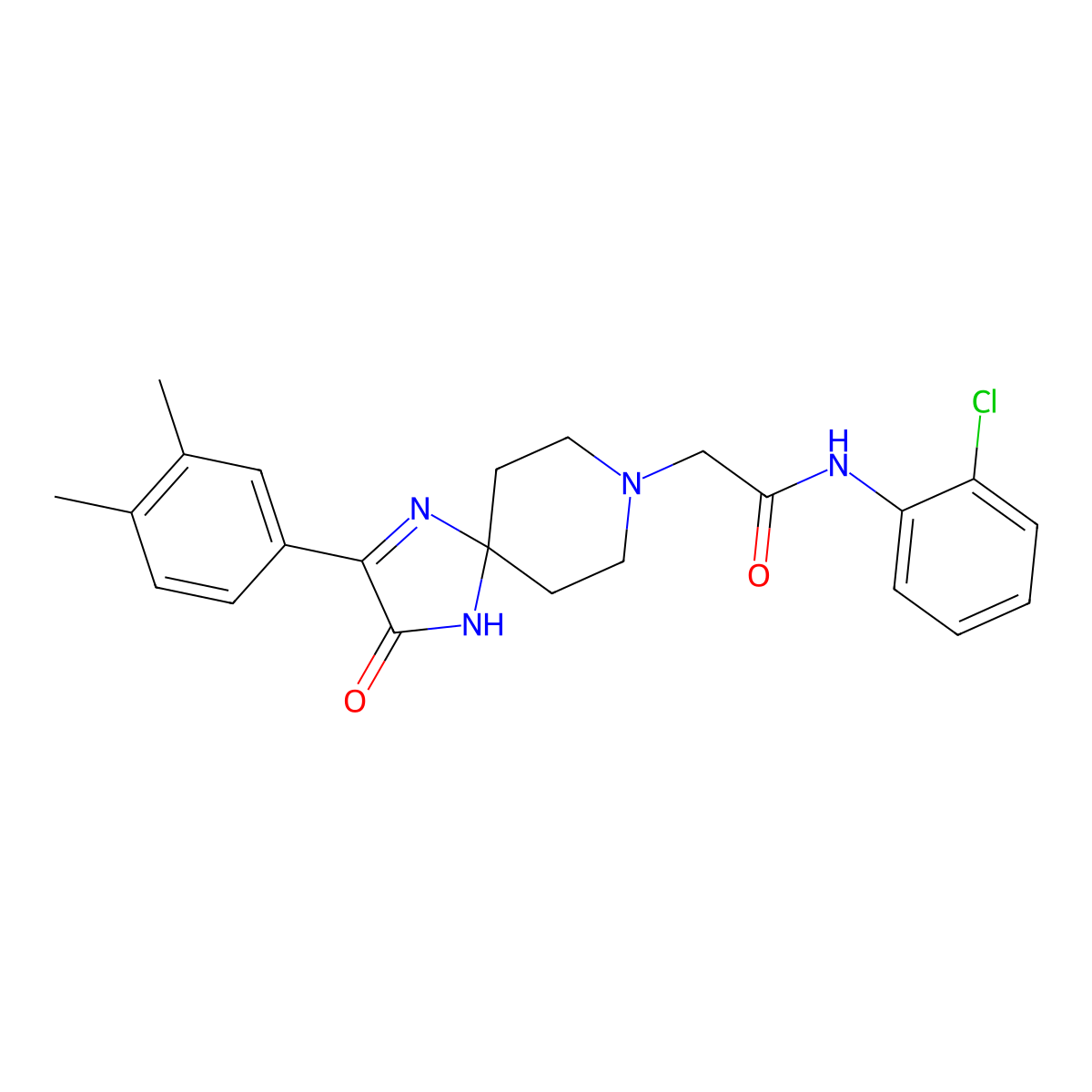N-(2-chlorophenyl)-2-[2-(3,4-dimethylphenyl)-3-oxo-1,4,8-triazaspiro[4.5]dec-1-en-8-yl]acetamide molecular structure, CAS 1185101-37-4
