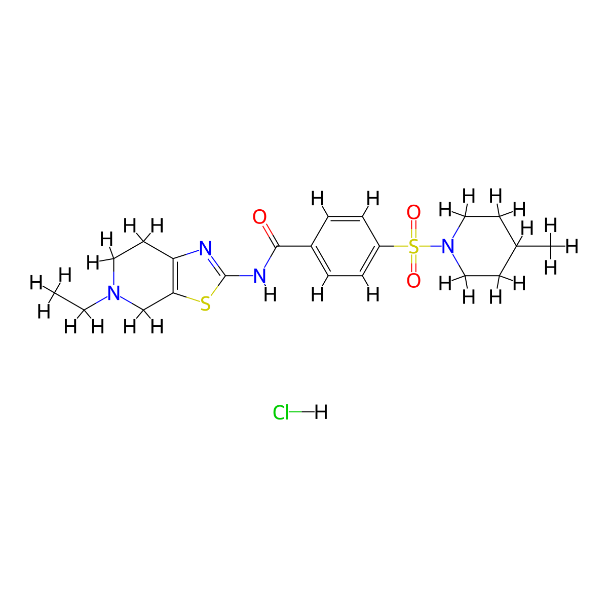 N-(5-ethyl-4,5,6,7-tetrahydrothiazolo[5,4-c]pyridin-2-yl)-4-((4-methylpiperidin-1-yl)sulfonyl)benzamide hydrochloride molecular structure, CAS 1185101-53-4