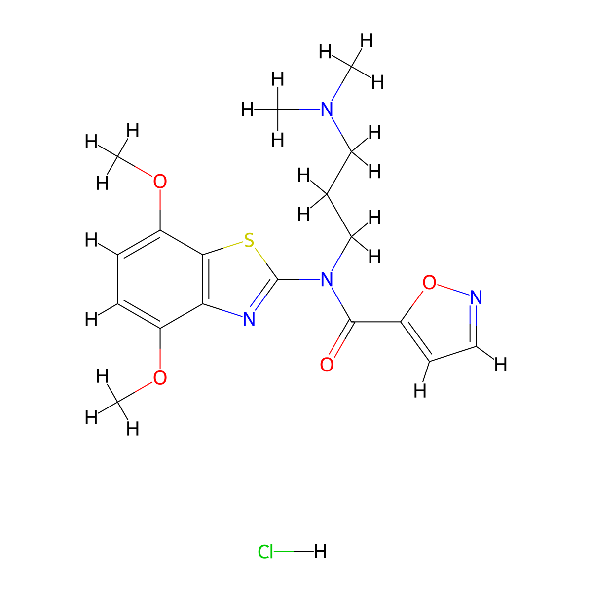 N-(4,7-dimethoxybenzo[d]thiazol-2-yl)-N-(3-(dimethylamino)propyl)isoxazole-5-carboxamide hydrochloride molecular structure, CAS 1185102-77-5