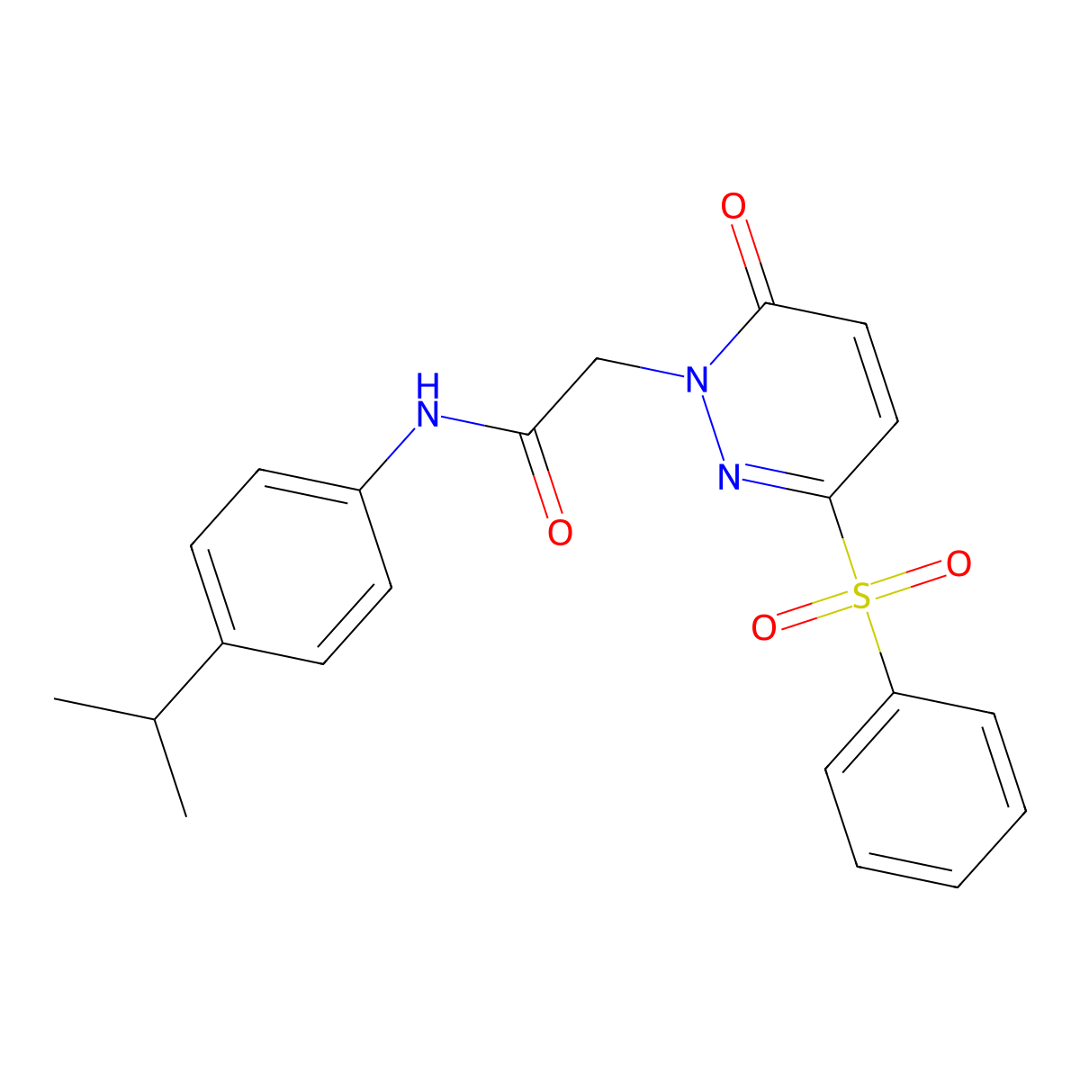 N-(4-isopropylphenyl)-2-(6-oxo-3-(phenylsulfonyl)pyridazin-1(6H)-yl)acetamide molecular structure, CAS 1185102-96-8