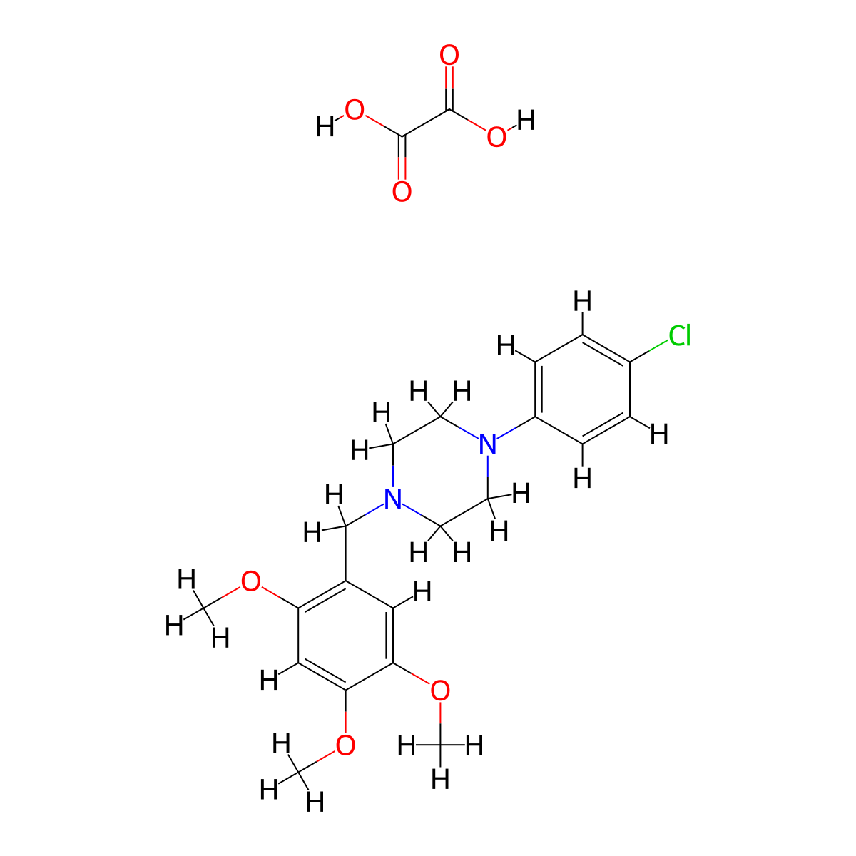1-(4-Chlorophenyl)-4-[(2,4,5-trimethoxyphenyl)methyl]piperazine;oxalic acid molecular structure, CAS 1185103-39-2