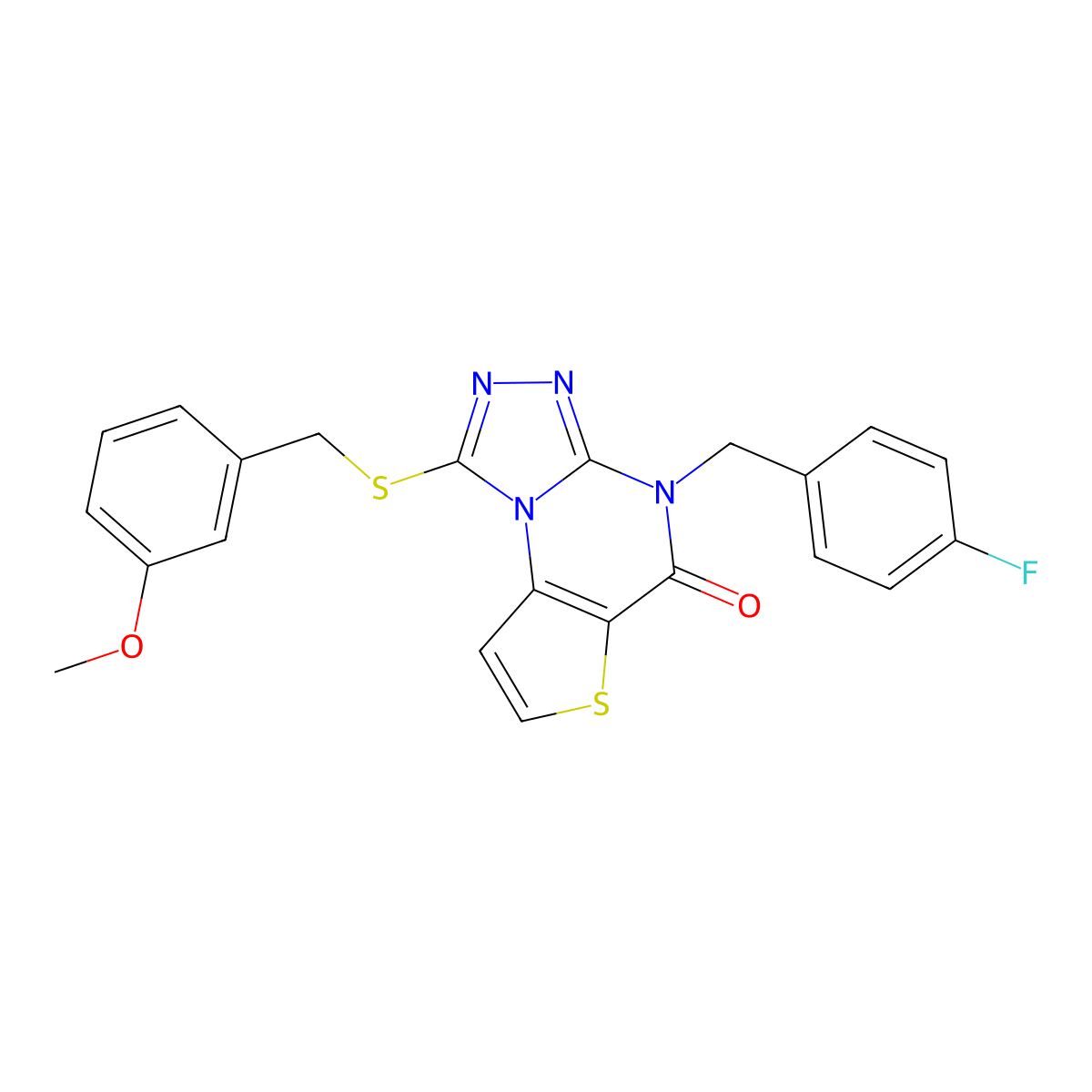 4-(4-fluorobenzyl)-1-((3-methoxybenzyl)thio)thieno[2,3-e][1,2,4]triazolo[4,3-a]pyrimidin-5(4H)-one molecular structure, CAS 1185103-41-6