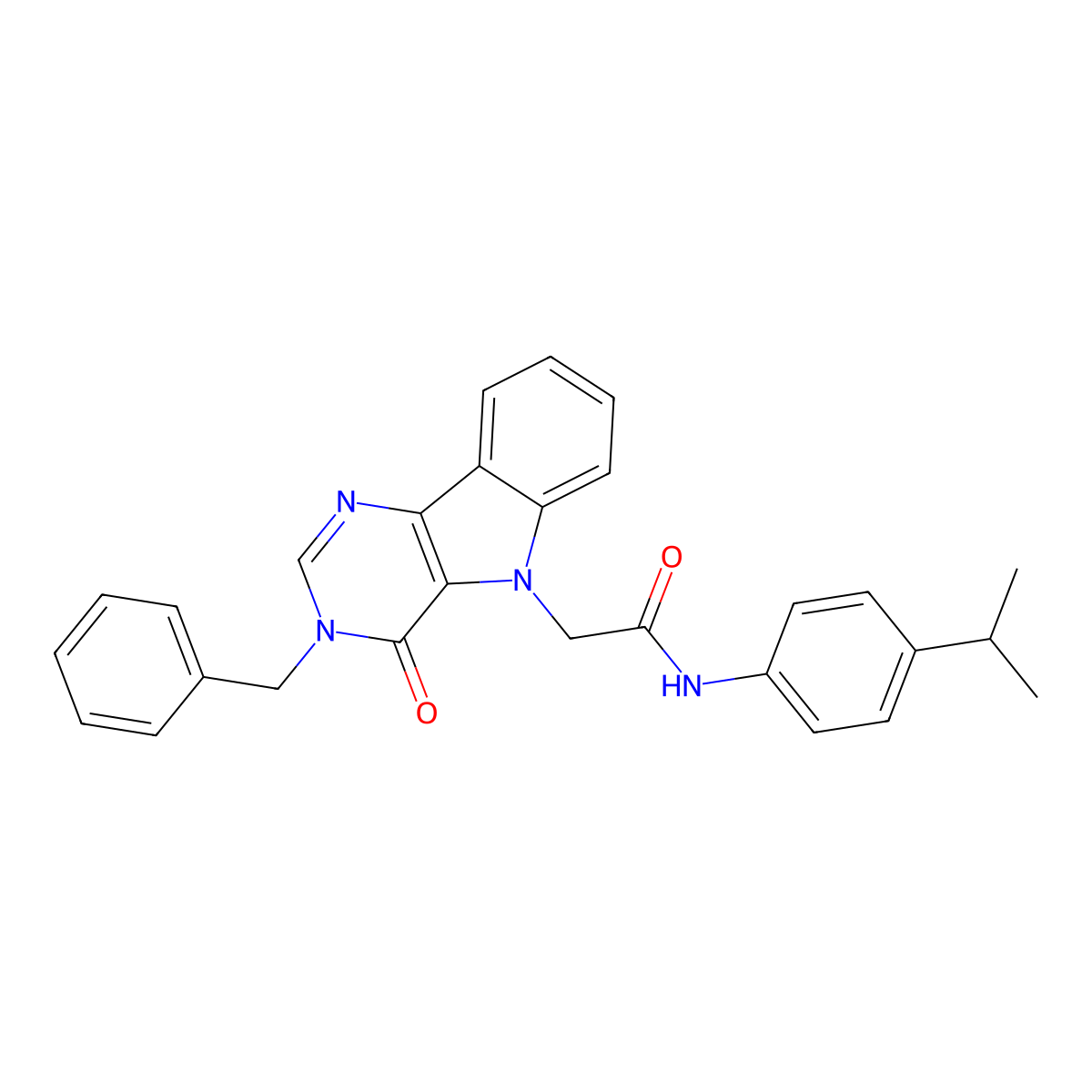 2-{3-benzyl-4-oxo-3H,4H,5H-pyrimido[5,4-b]indol-5-yl}-N-[4-(propan-2-yl)phenyl]acetamide molecular structure, CAS 1185103-52-9