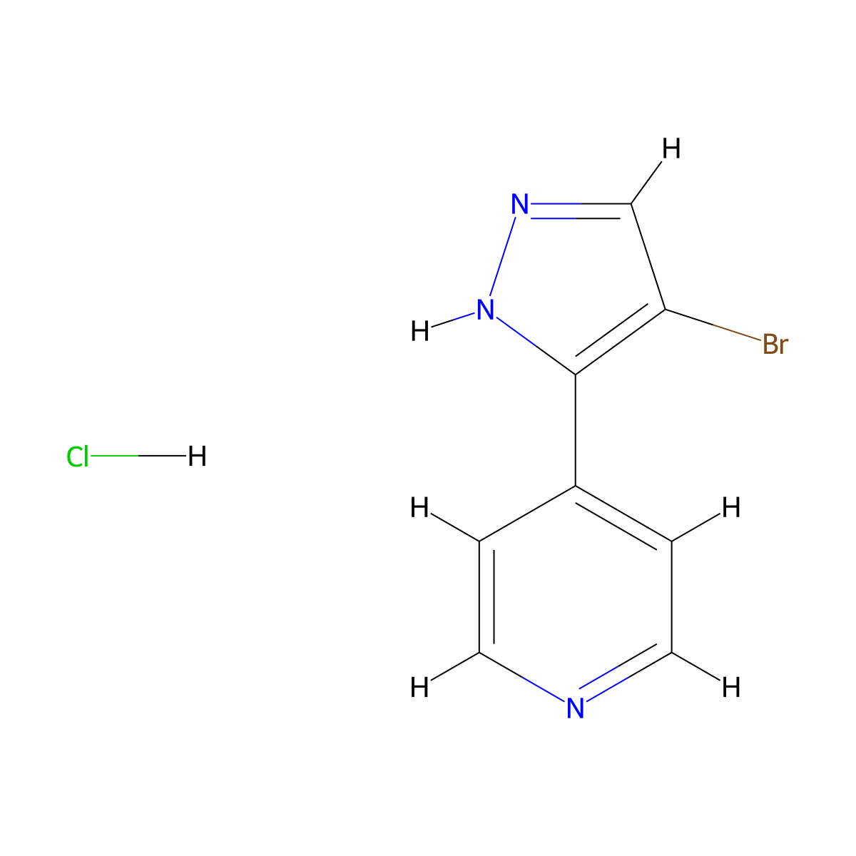 4-(4-Bromo-1H-pyrazol-3-YL)pyridine hydrochloride molecular structure, CAS 1185103-91-6