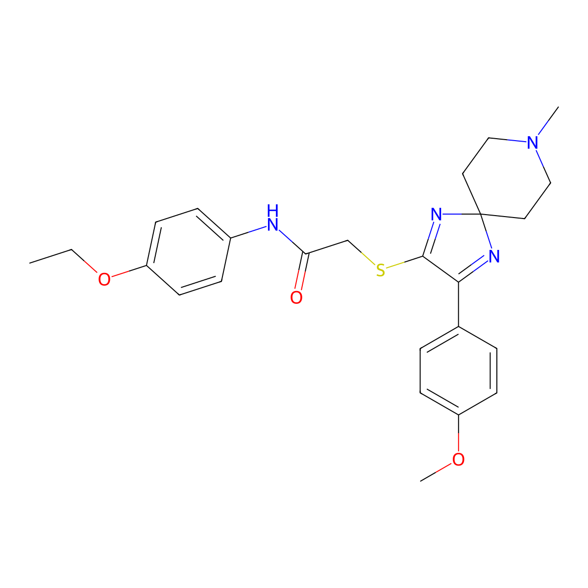 N-(4-Ethoxyphenyl)-2-{[3-(4-methoxyphenyl)-8-methyl-1,4,8-triazaspiro[4.5]deca-1,3-dien-2-YL]sulfanyl}acetamide molecular structure, CAS 1185103-93-8