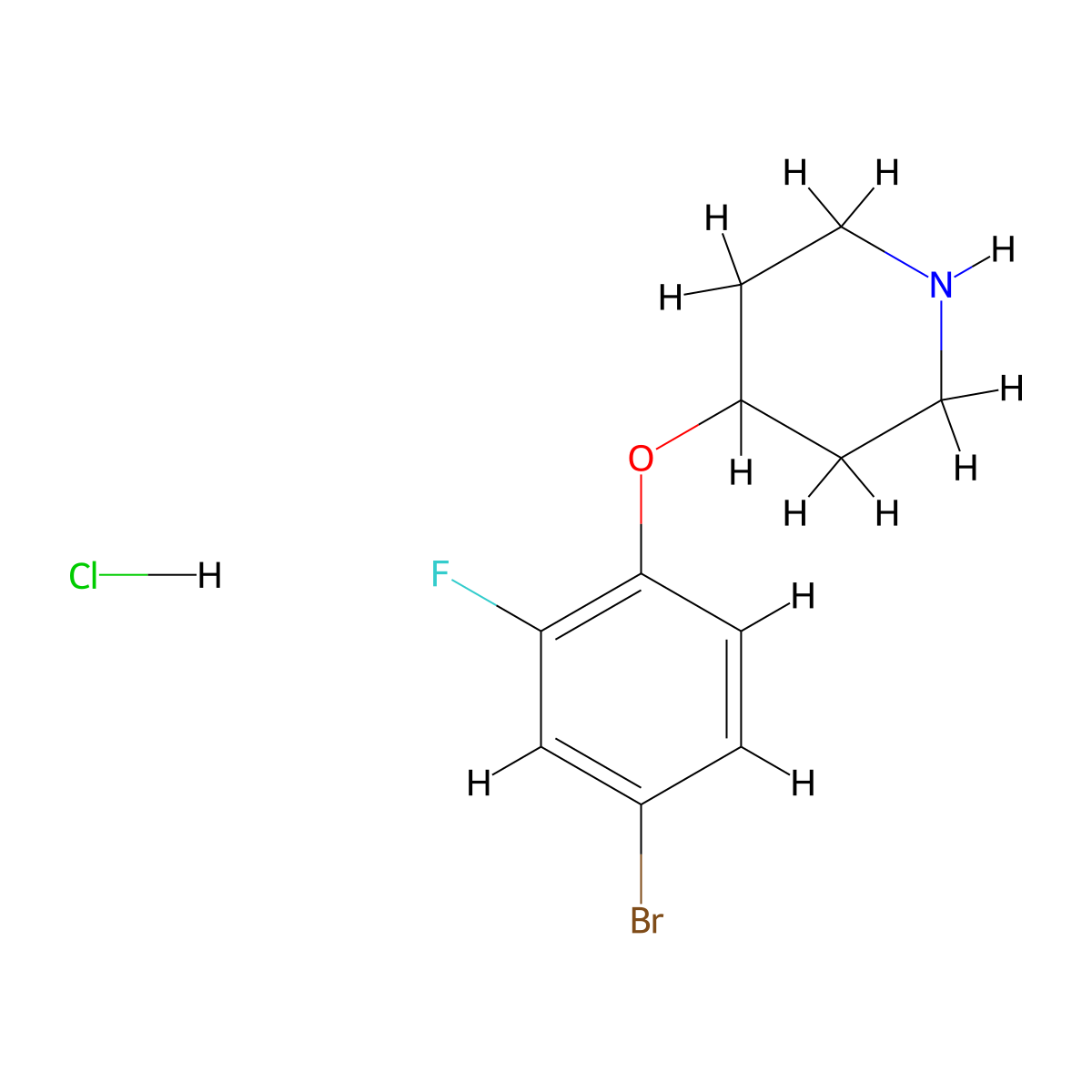4-(4-Bromo-2-fluorophenoxy)piperidine hydrochloride molecular structure, CAS 1185105-16-1