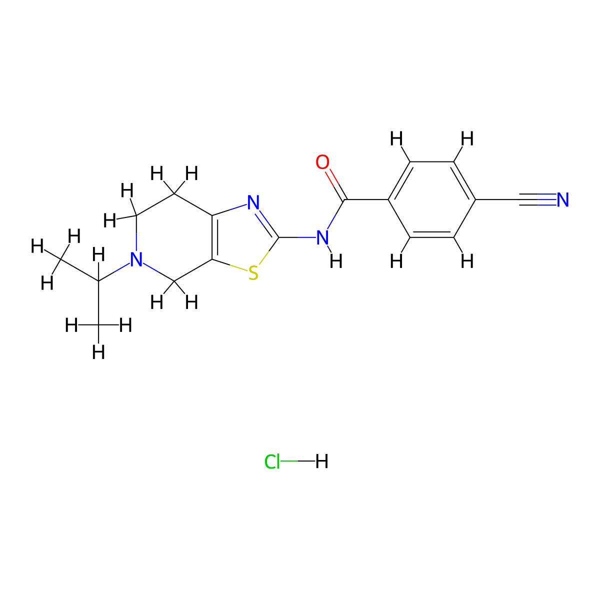 4-cyano-N-(5-isopropyl-4,5,6,7-tetrahydrothiazolo[5,4-c]pyridin-2-yl)benzamide hydrochloride molecular structure, CAS 1185105-43-4