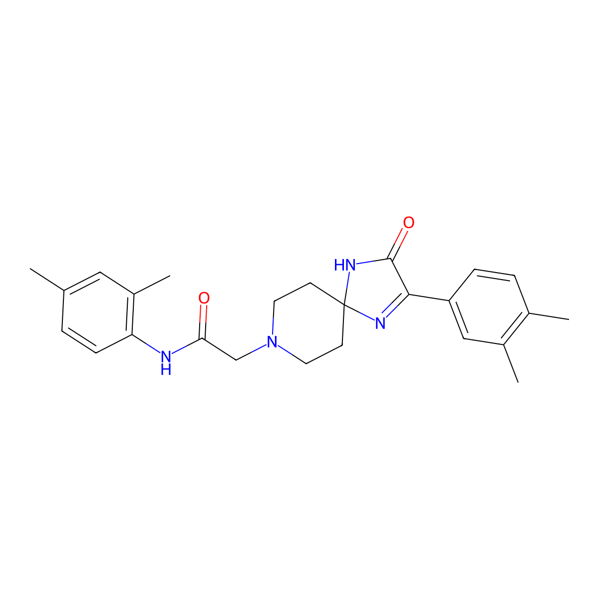 N-(2,4-dimethylphenyl)-2-(2-(3,4-dimethylphenyl)-3-oxo-1,4,8-triazaspiro[4.5]dec-1-en-8-yl)acetamide molecular structure, CAS 1185106-80-2