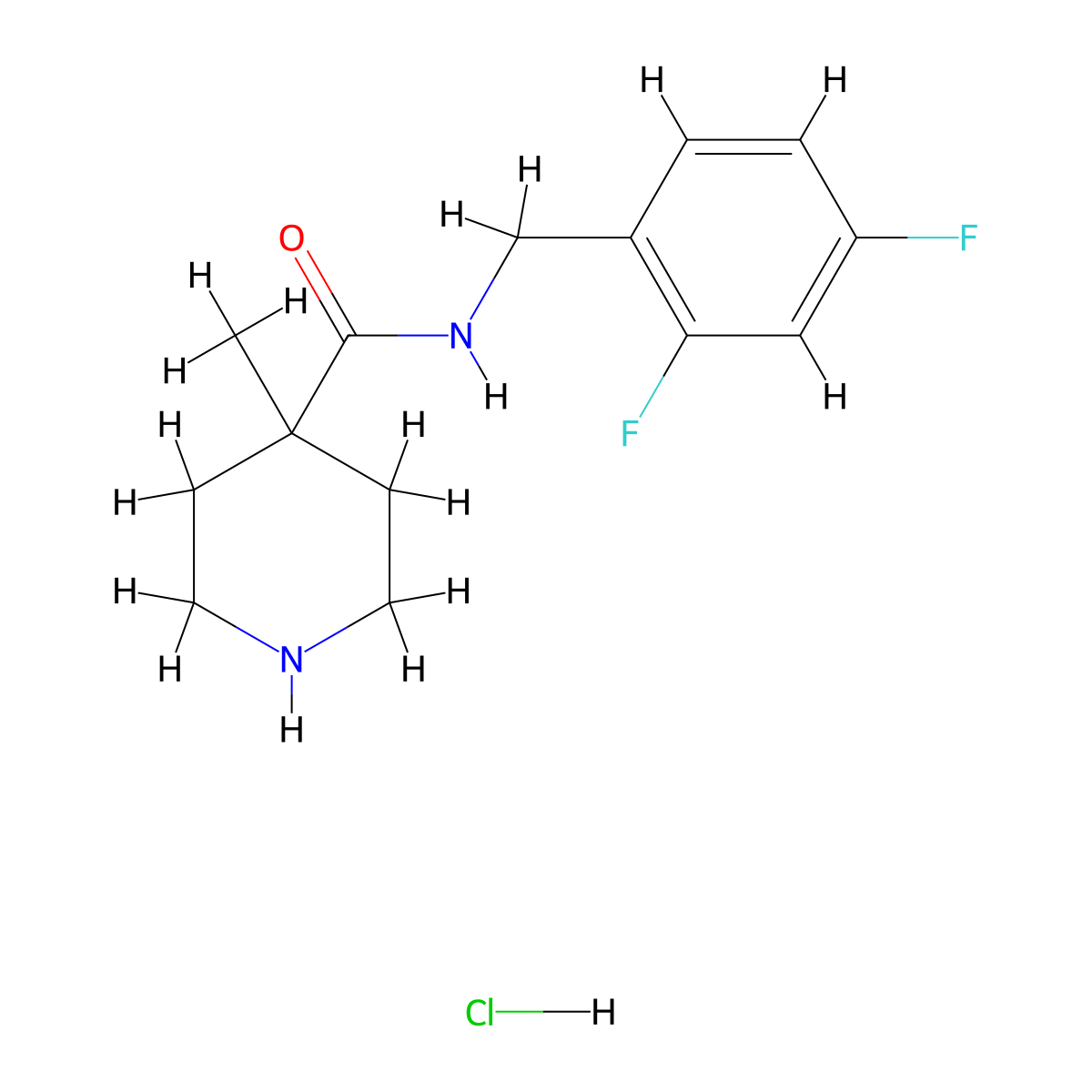 N-(2,4-difluorobenzyl)-4-methylpiperidine-4-carboxamide hydrochloride molecular structure, CAS 1185107-01-0