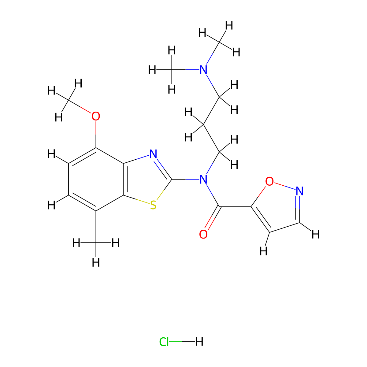 N-(3-(dimethylamino)propyl)-N-(4-methoxy-7-methylbenzo[d]thiazol-2-yl)isoxazole-5-carboxamide hydrochloride molecular structure, CAS 1185107-03-2