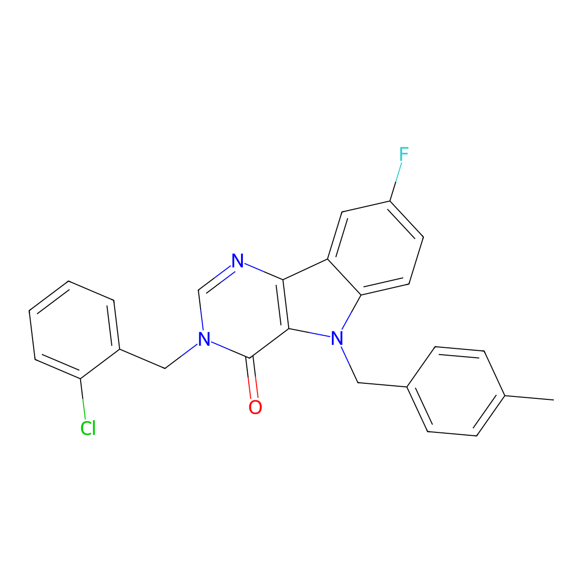 3-(2-chlorobenzyl)-8-fluoro-5-(4-methylbenzyl)-3,5-dihydro-4H-pyrimido[5,4-b]indol-4-one molecular structure, CAS 1185107-12-3