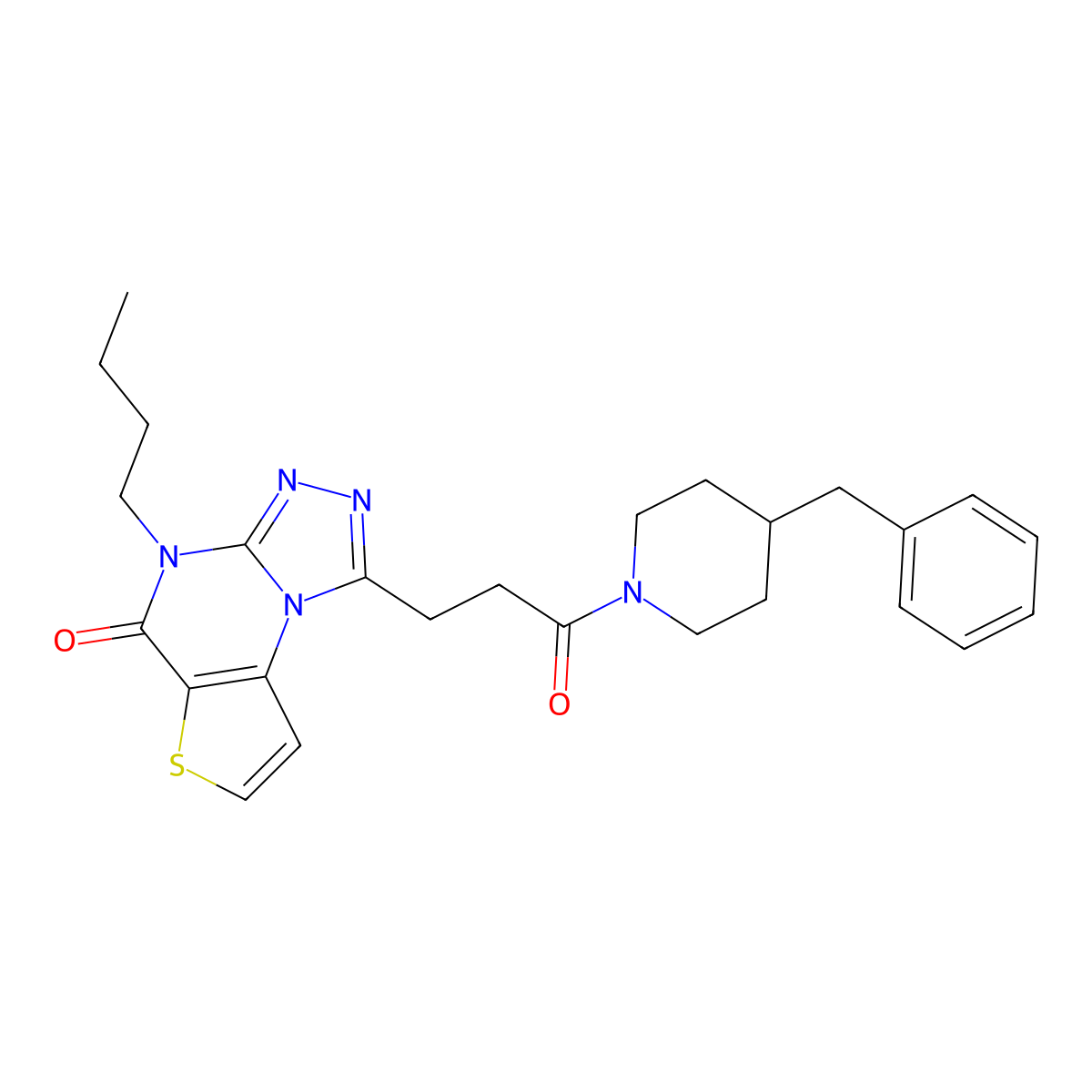 1-(3-(4-benzylpiperidin-1-yl)-3-oxopropyl)-4-butylthieno[2,3-e][1,2,4]triazolo[4,3-a]pyrimidin-5(4H)-one molecular structure, CAS 1185107-47-4