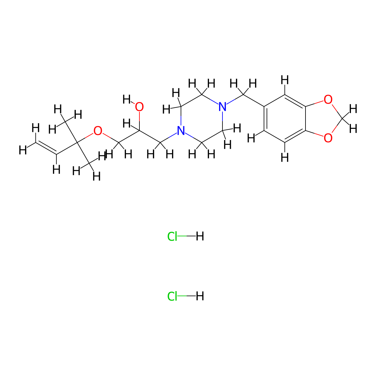 1-(4-(Benzo[d][1,3]dioxol-5-ylmethyl)piperazin-1-yl)-3-((2-methylbut-3-en-2-yl)oxy)propan-2-ol dihydrochloride molecular structure, CAS 1185107-86-1